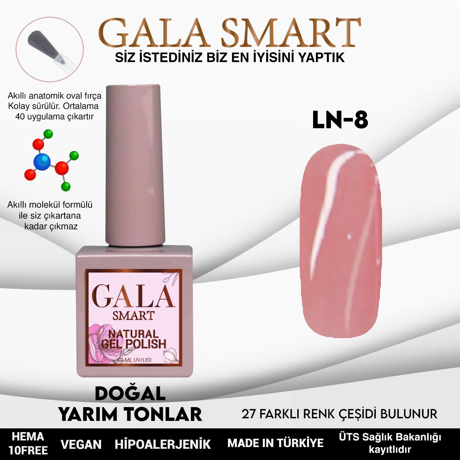 Gala smart natural kalıcı oje 10 mle ln8