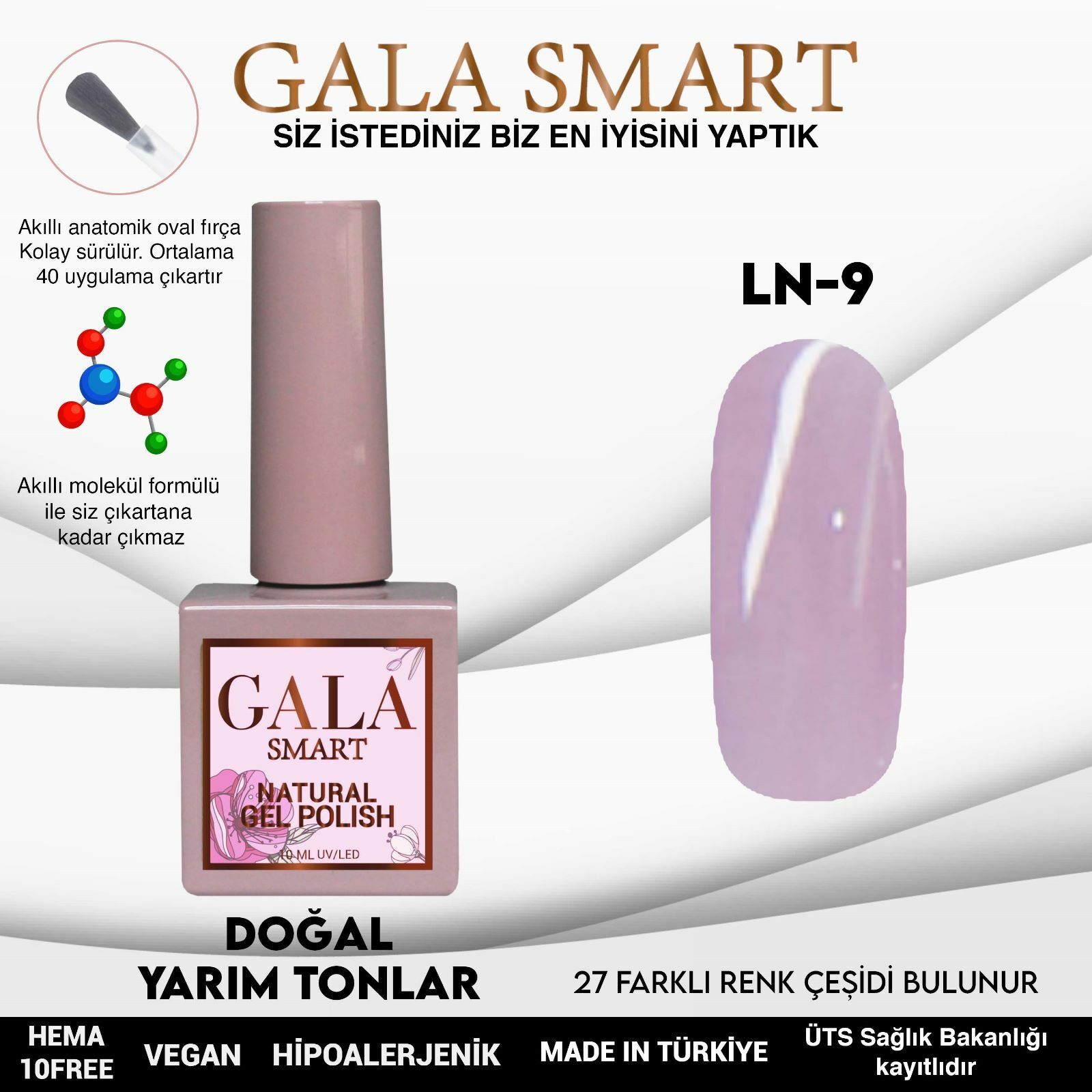 Gala smart natural kalıcı oje 10 mle ln9