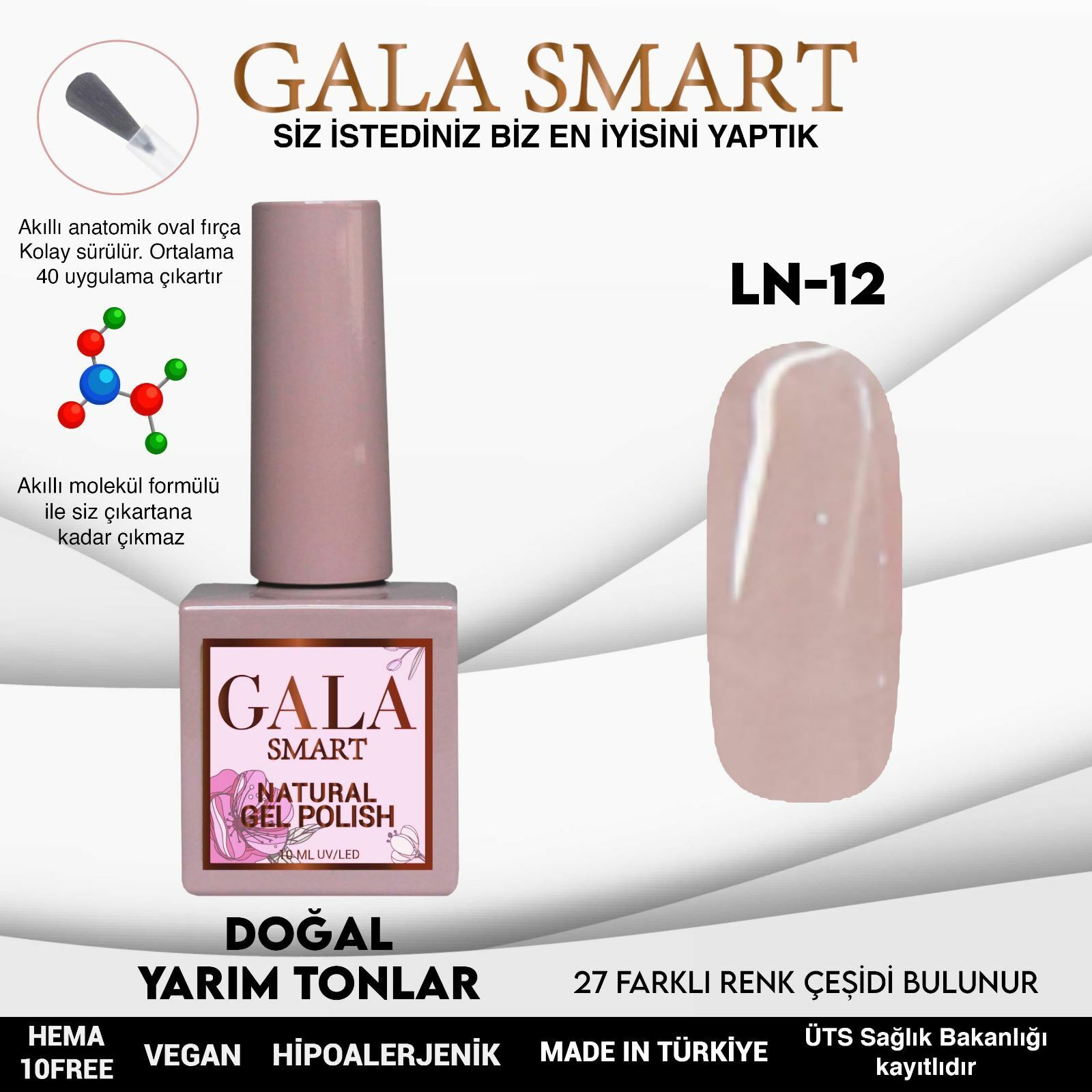 Gala smart natural kalıcı oje 10 mle ln12