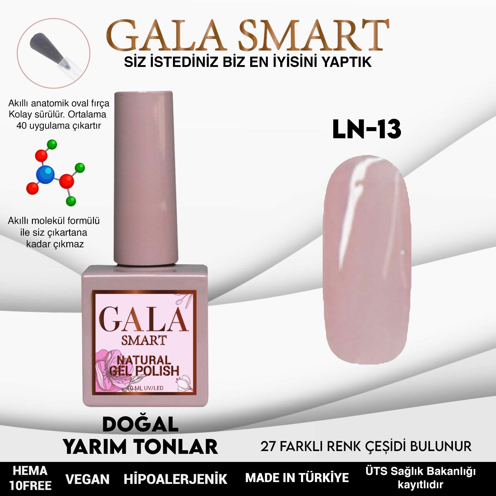 Gala smart natural kalıcı oje 10 mle ln13