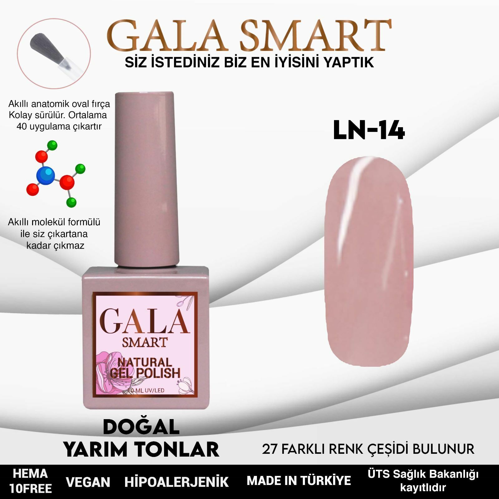 Gala smart natural kalıcı oje 10 mle ln14