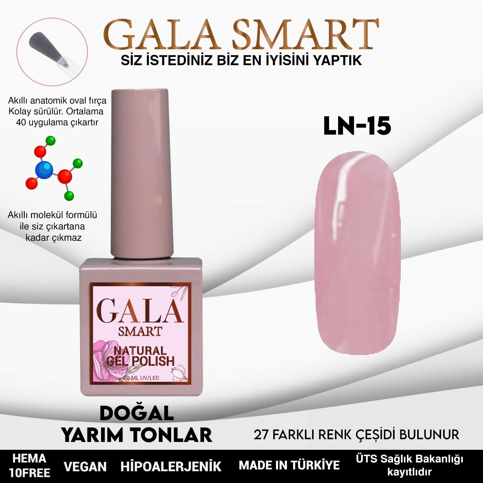Gala smart natural kalıcı oje 10 mle ln15