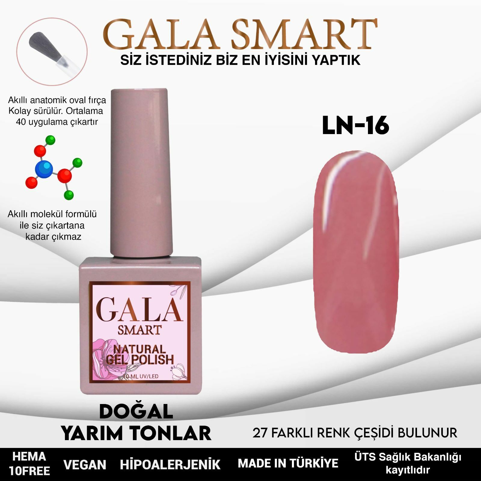 Gala smart natural kalıcı oje 10 mle ln16