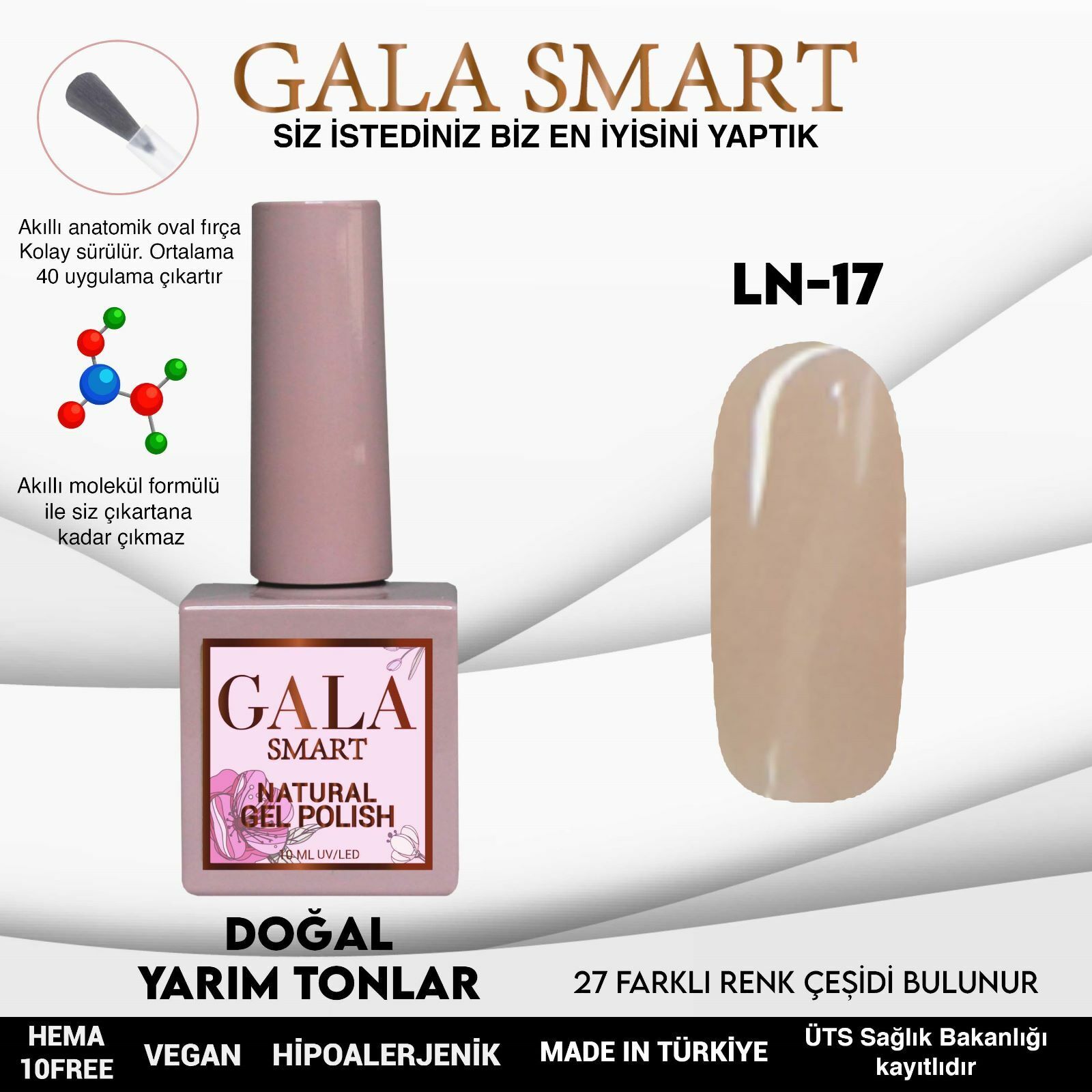 Gala smart natural kalıcı oje 10 mle ln17