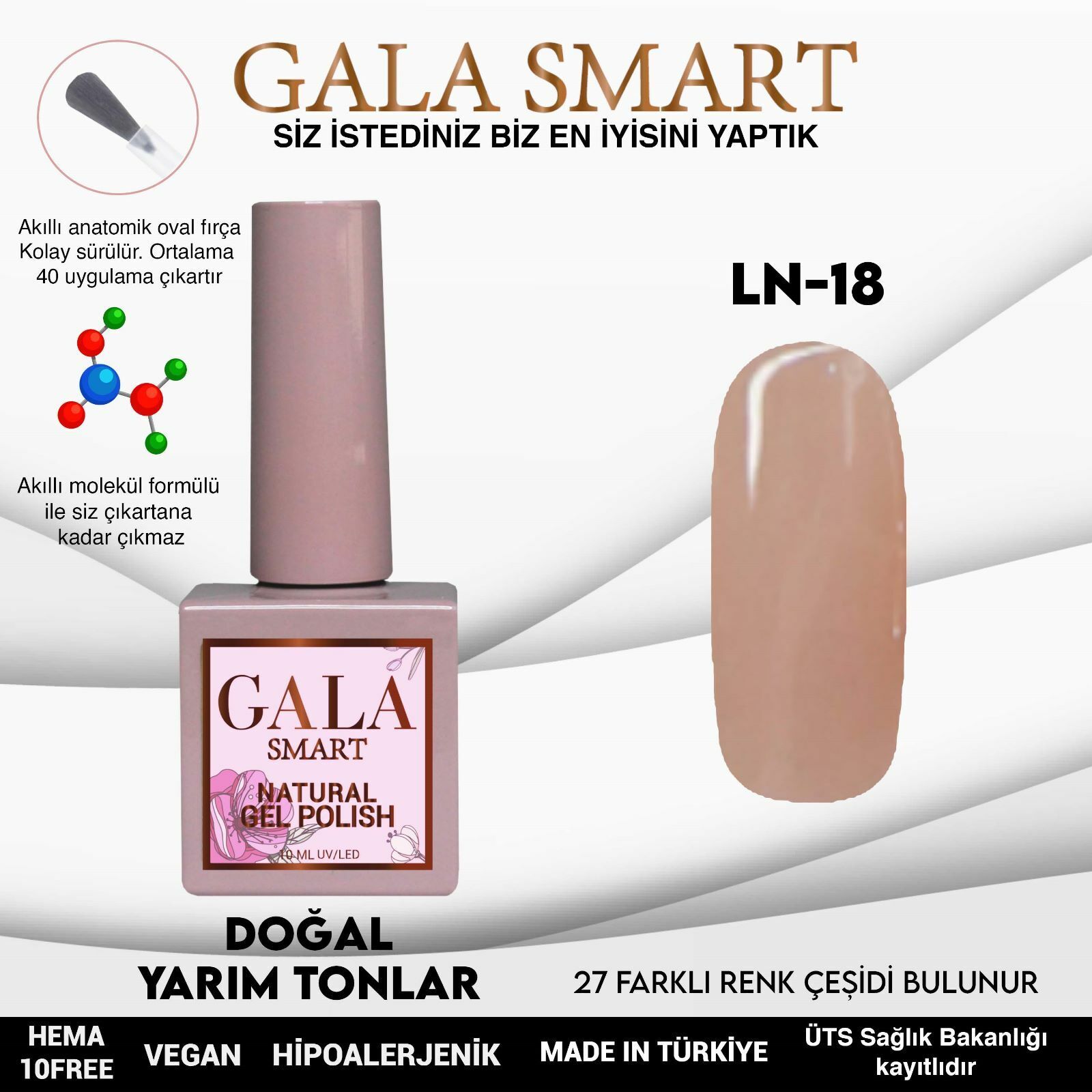 Gala smart natural kalıcı oje 10 mle ln18