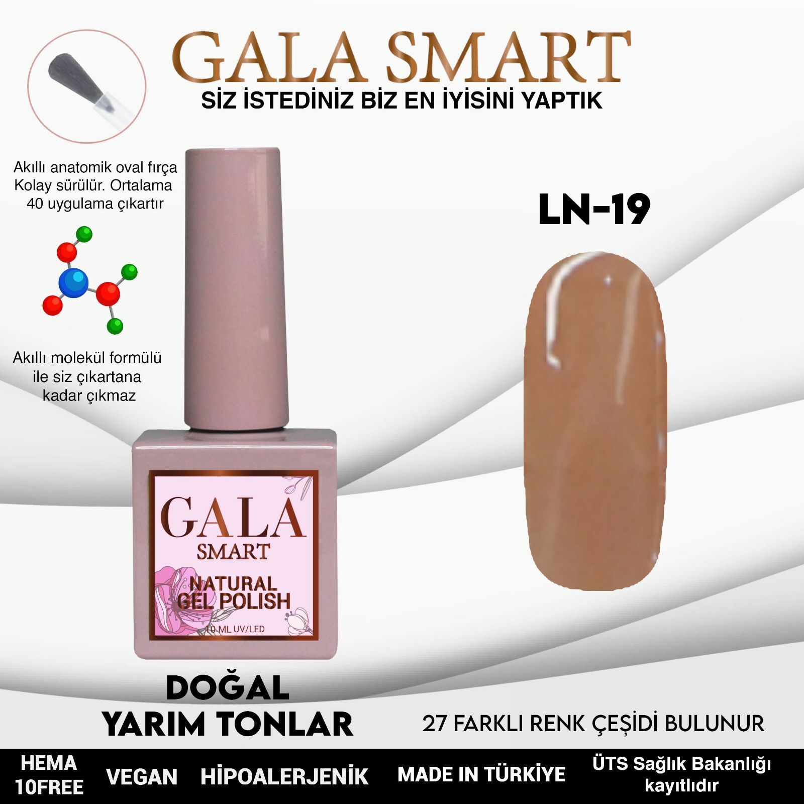 Gala smart natural kalıcı oje 10 mle ln19