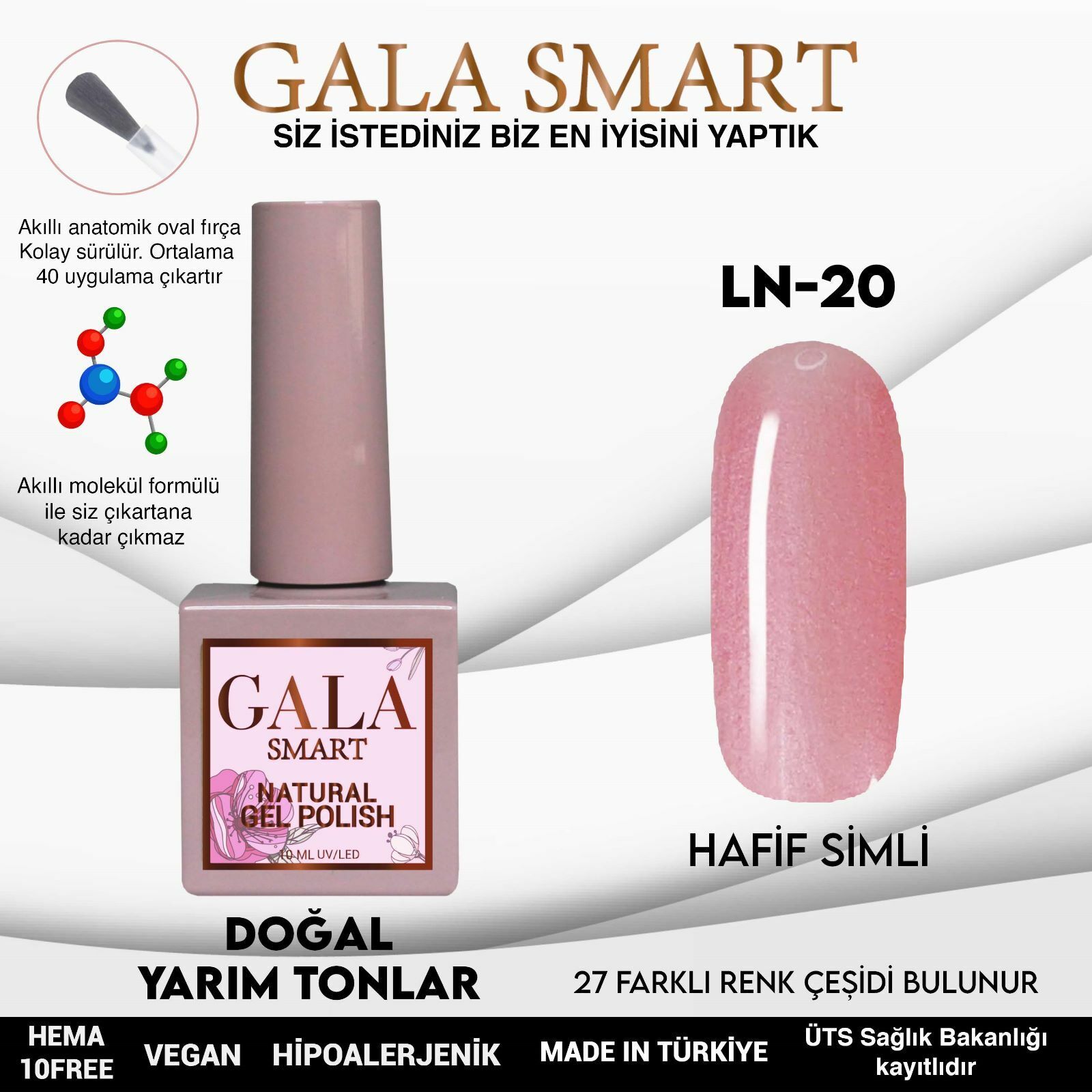 Gala smart natural kalıcı oje 10 mle ln20