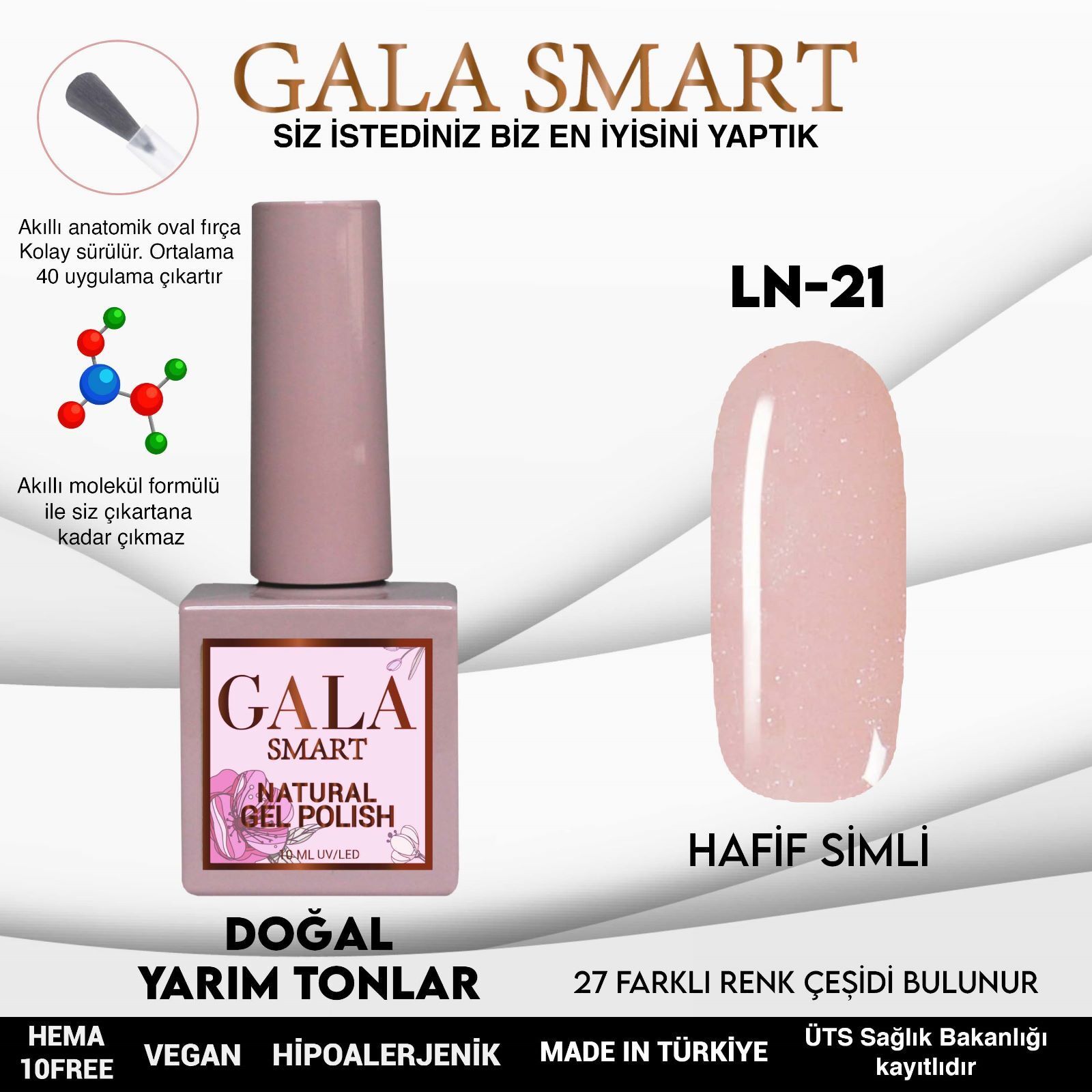 Gala smart natural kalıcı oje 10 mle ln21