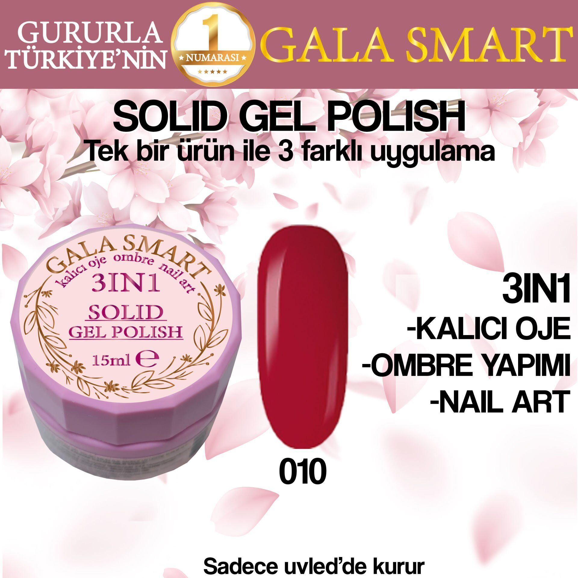 Gala solıd gel polısh 15 ml no 010