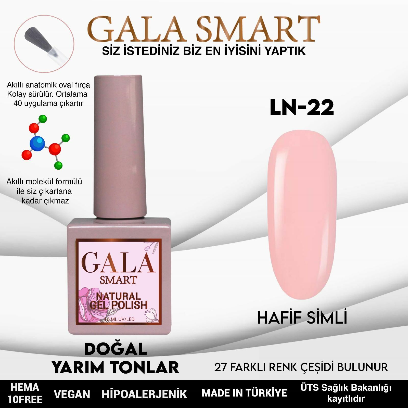 Gala smart natural kalıcı oje 10 mle ln22