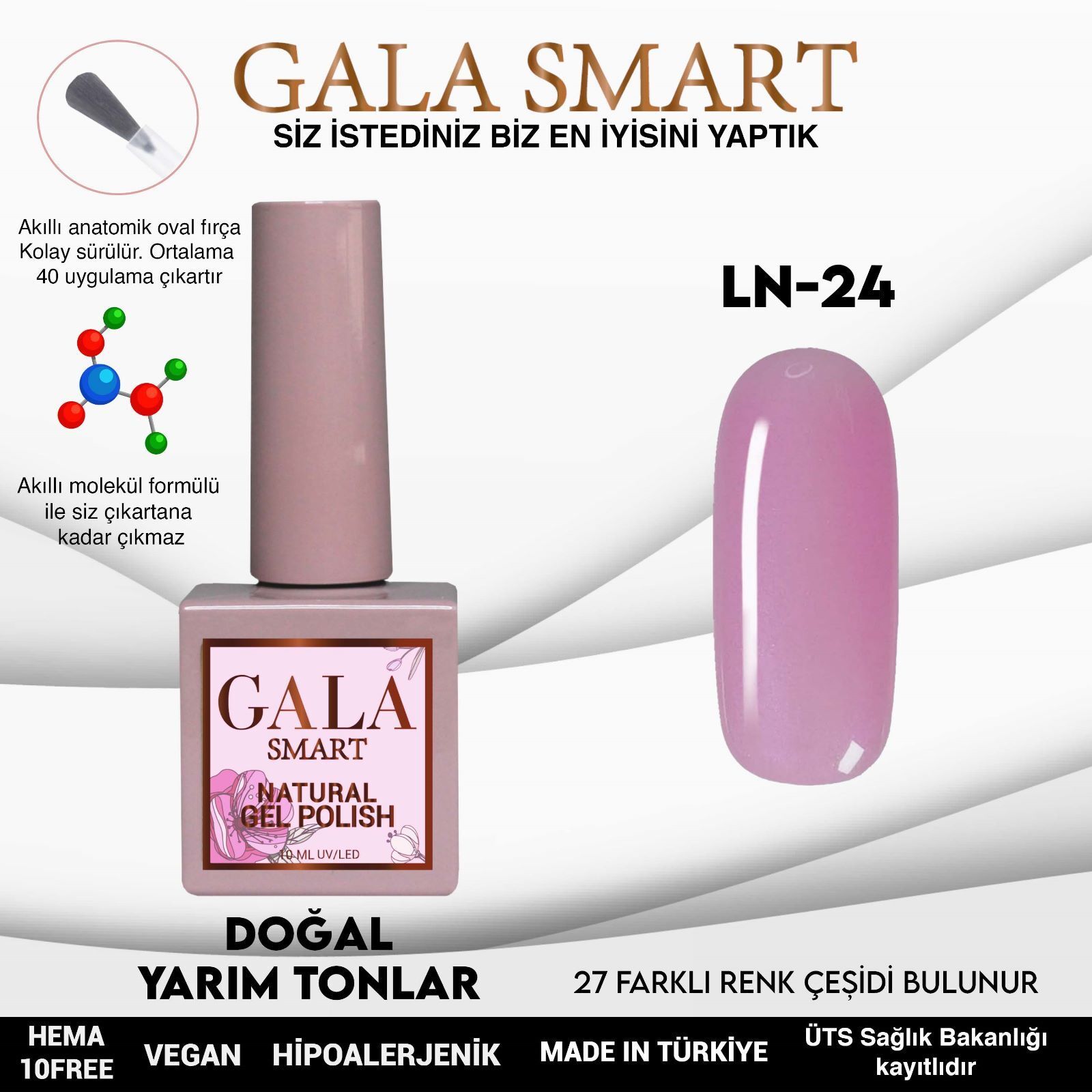 Gala smart natural kalıcı oje 10 mle ln24