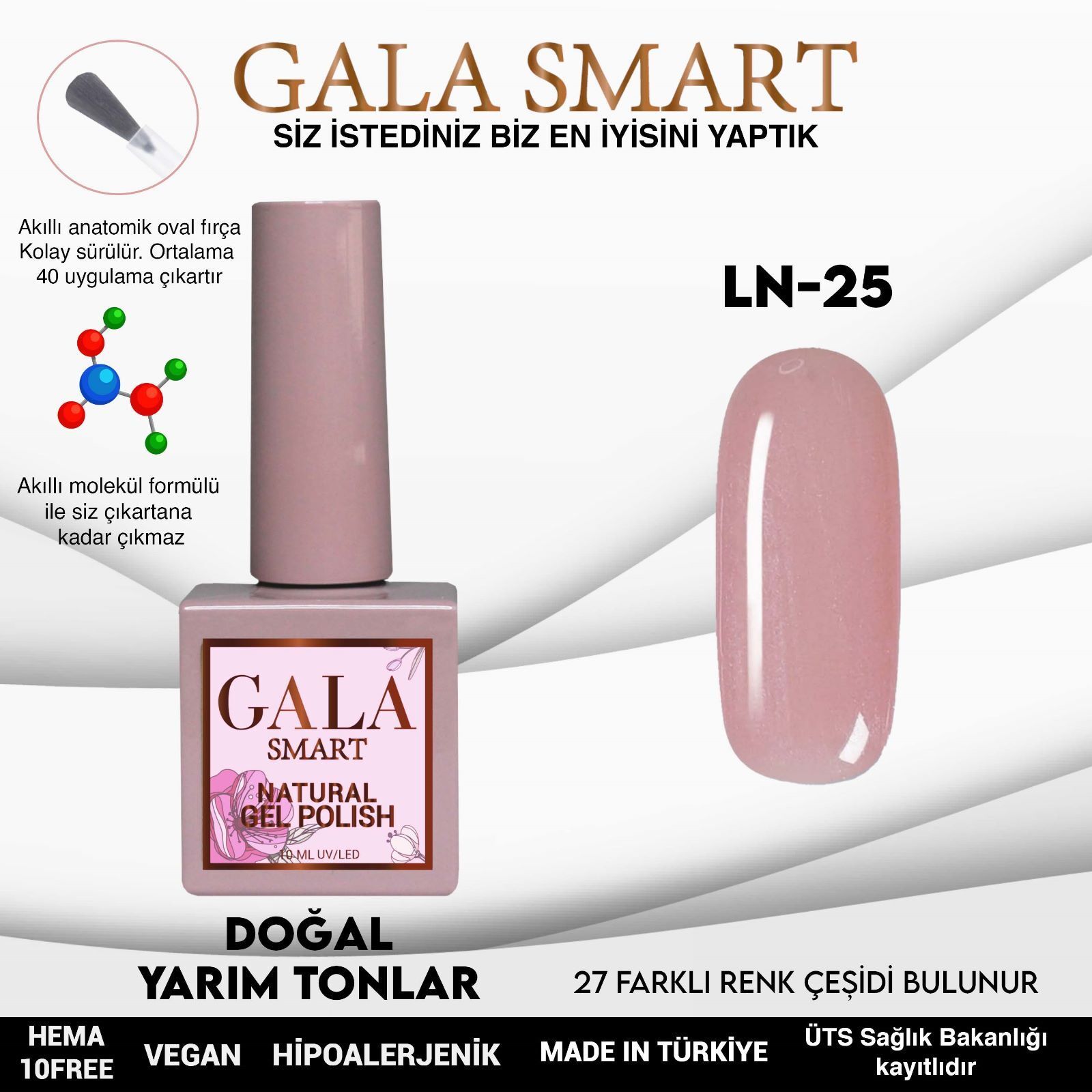 Gala smart natural kalıcı oje 10 mle ln25