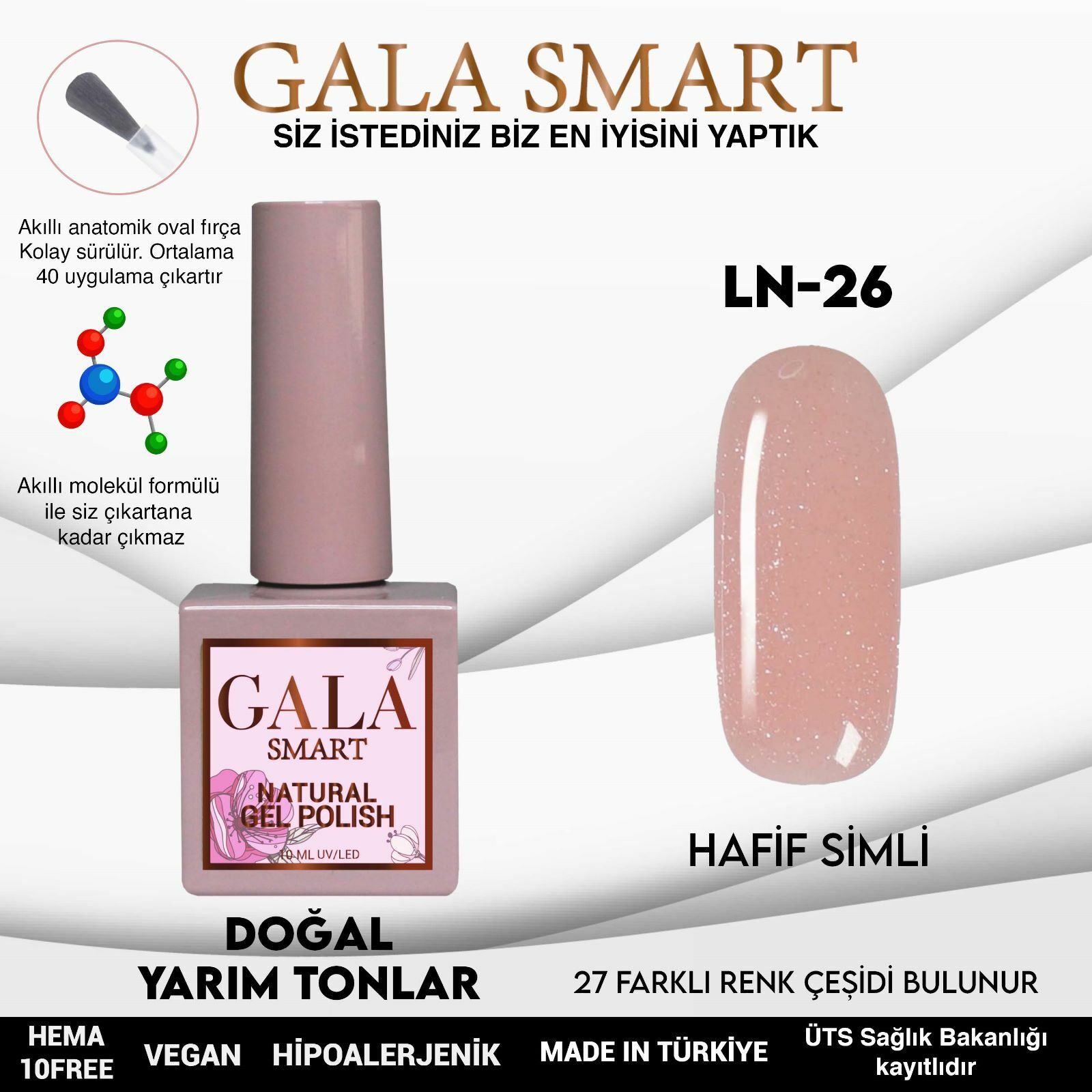 Gala smart natural kalıcı oje 10 mle ln26