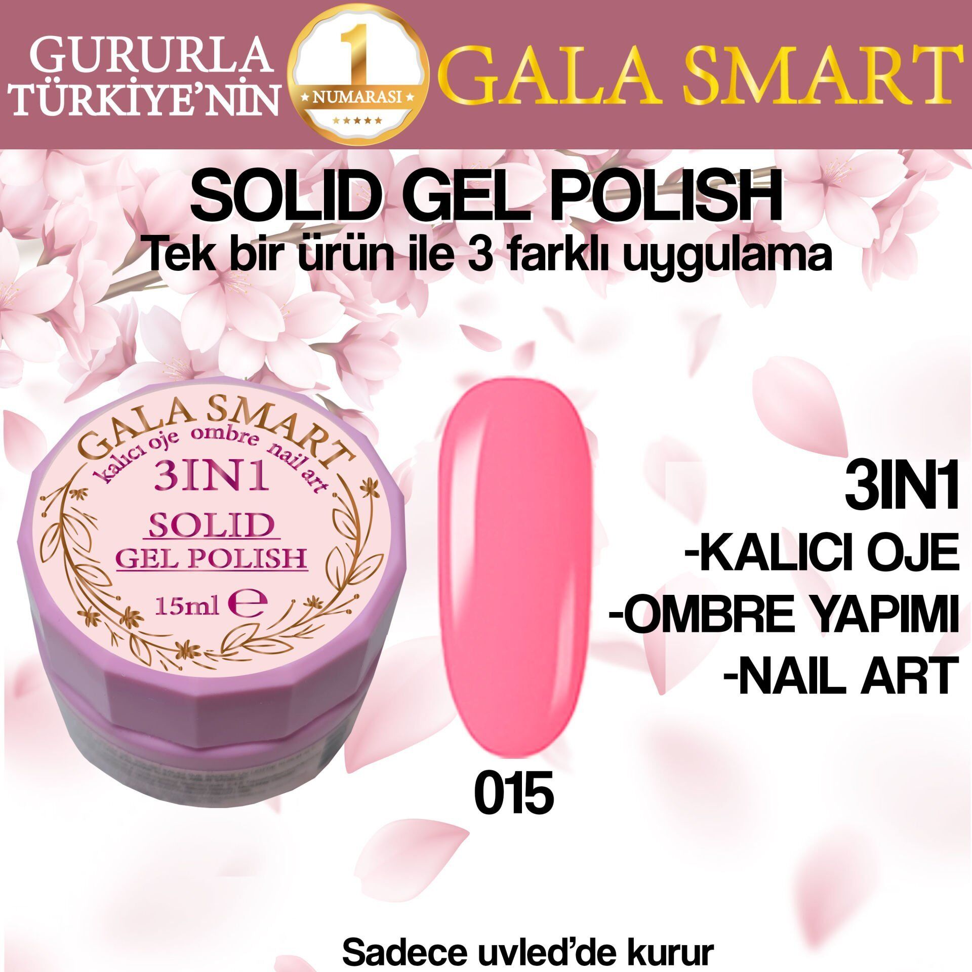 Gala solıd gel polısh 15 ml no 015
