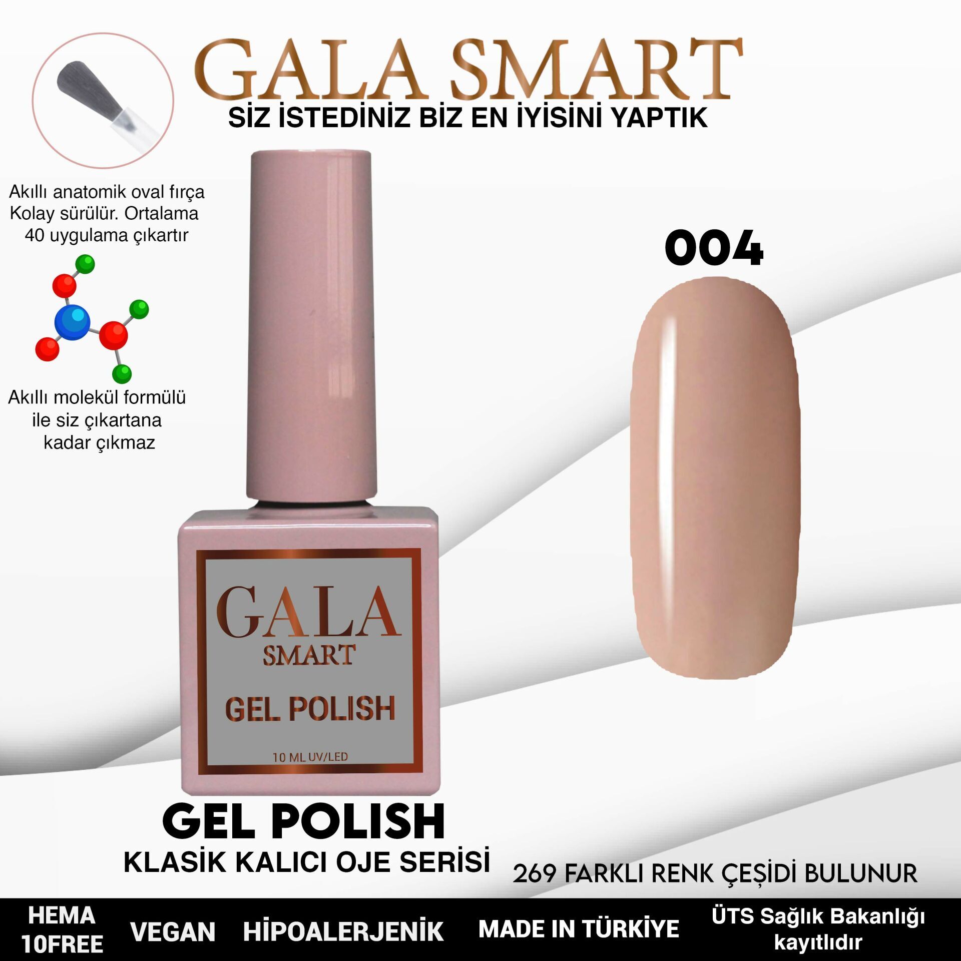 Gala smart classic kalıcı oje 10 mle no:004