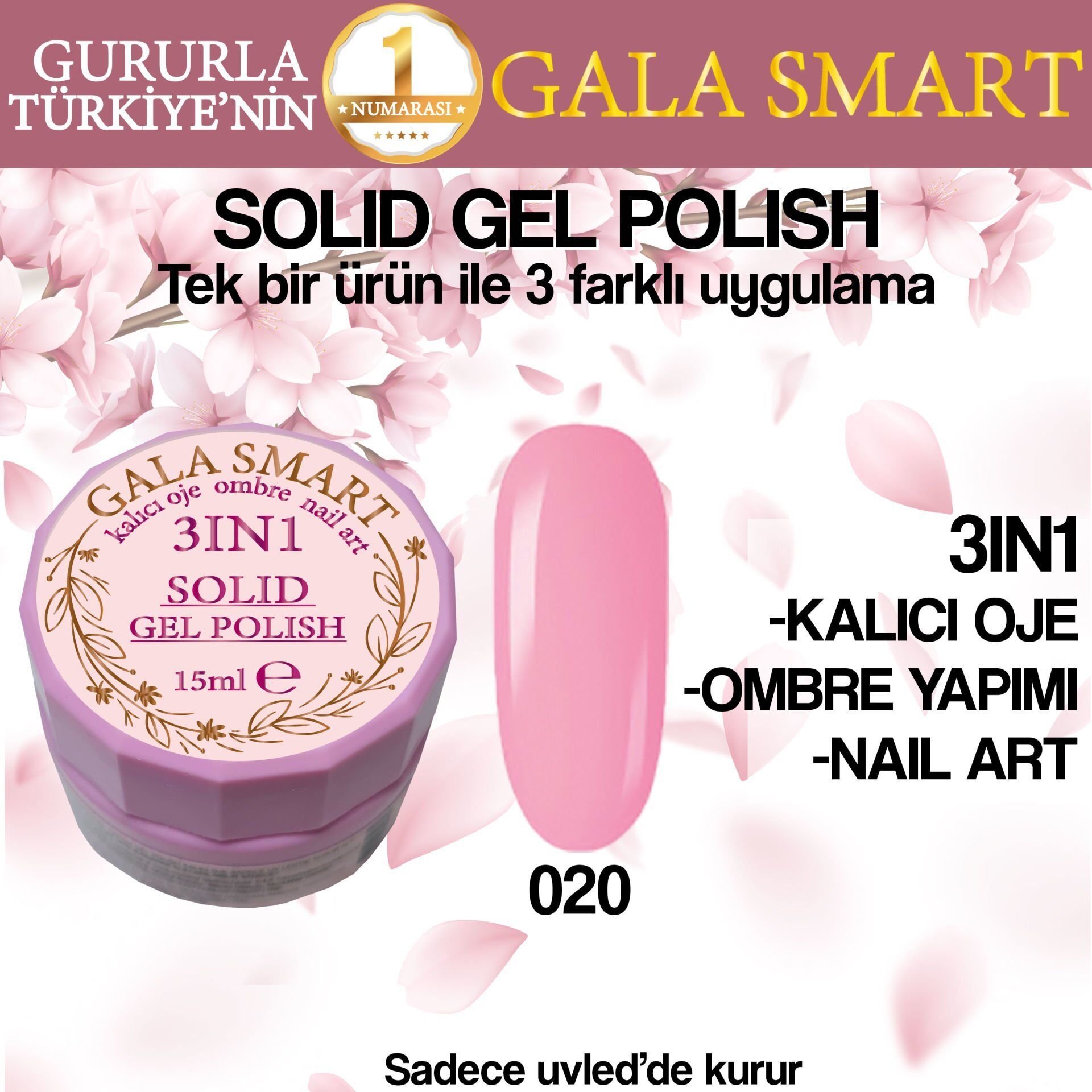 Gala solıd gel polısh 15 ml no 020