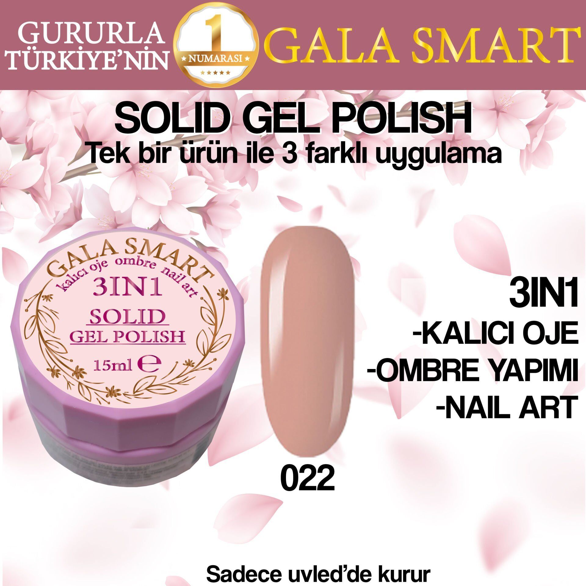 Gala solıd gel polısh 15 ml no 022
