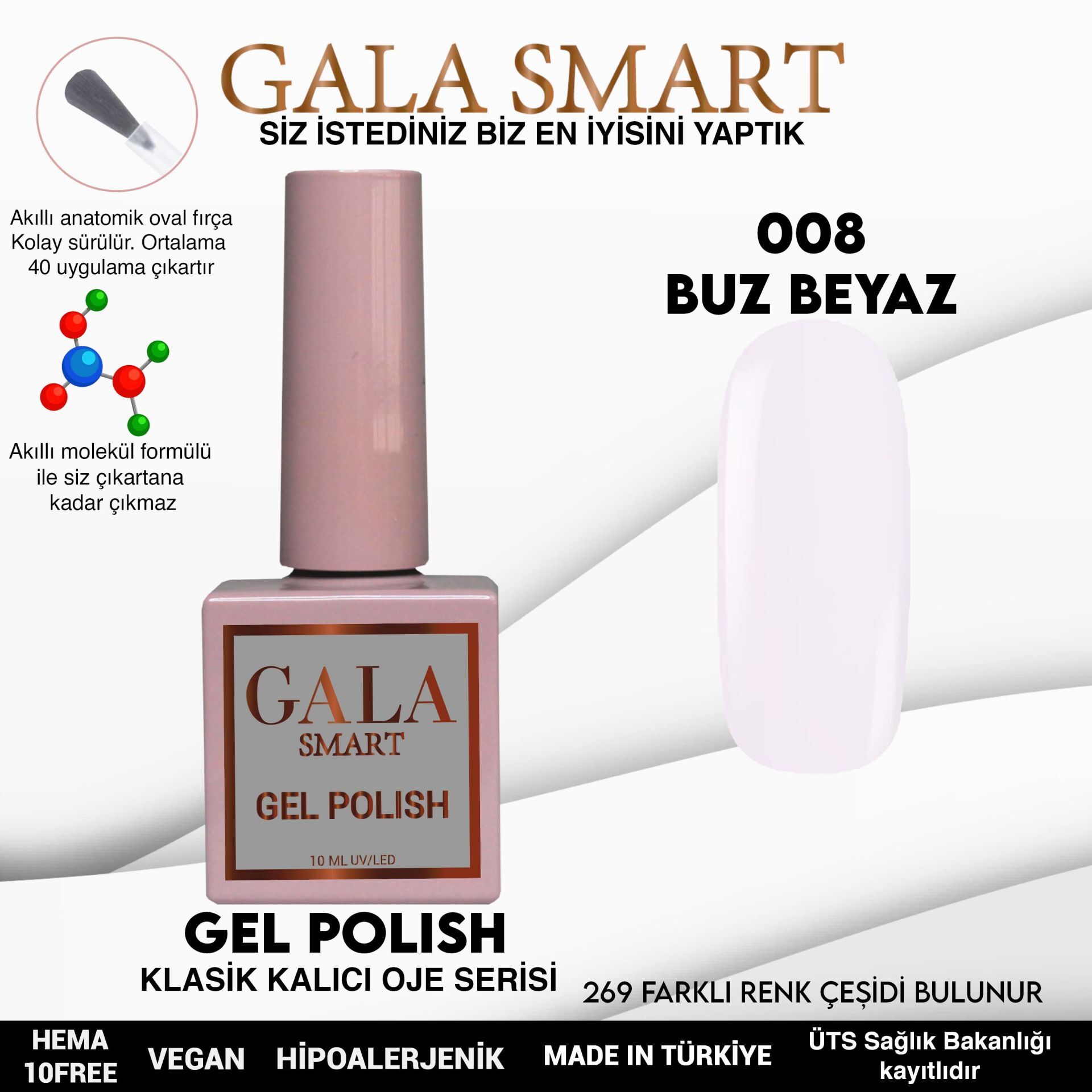 Gala smart classic kalıcı oje 10 mle no:008