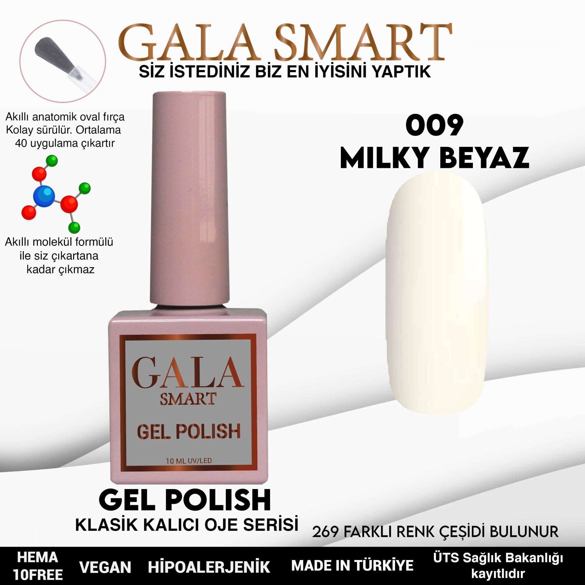 Gala smart classic kalıcı oje 10 mle no:009