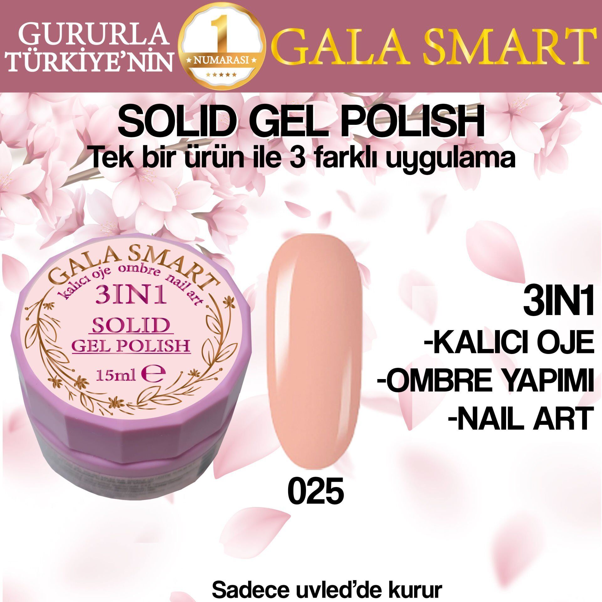 Gala solıd gel polısh 15 ml no 025