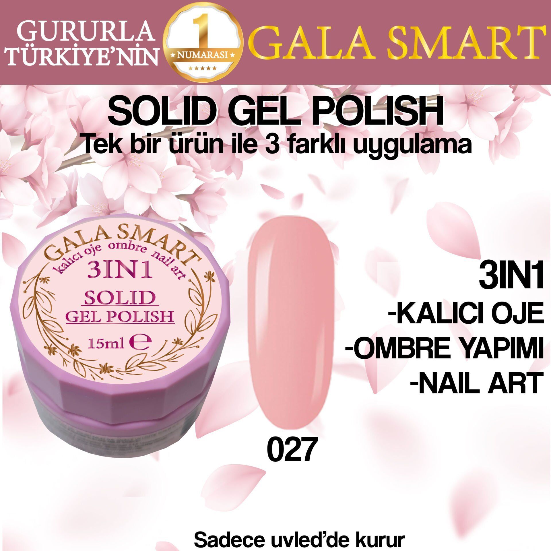 Gala solıd gel polısh 15 ml no 027