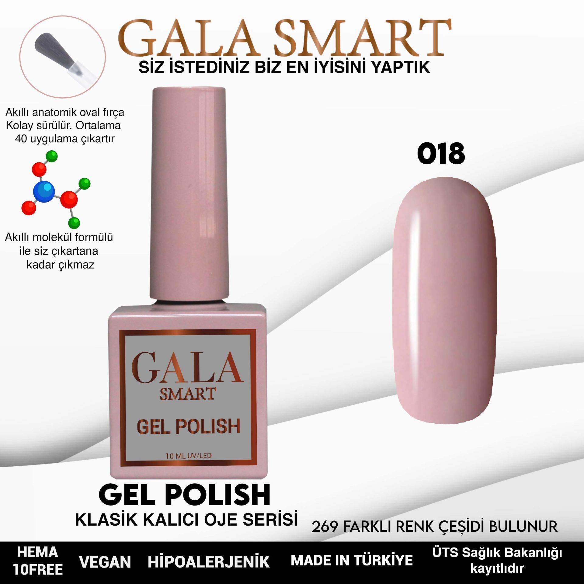 Gala smart classic kalıcı oje 10 mle no:018