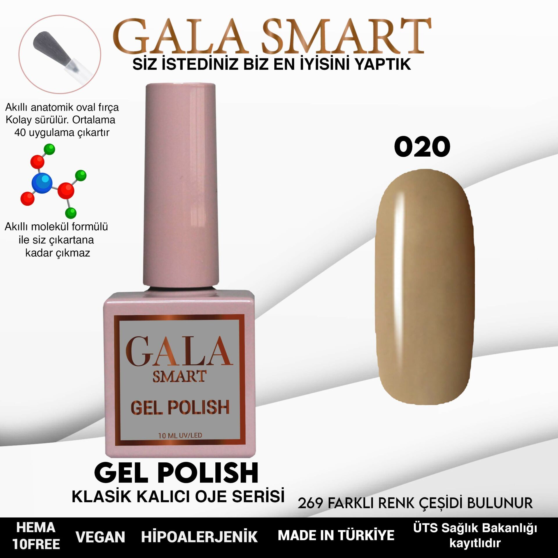 Gala smart classic kalıcı oje 10 mle no:020