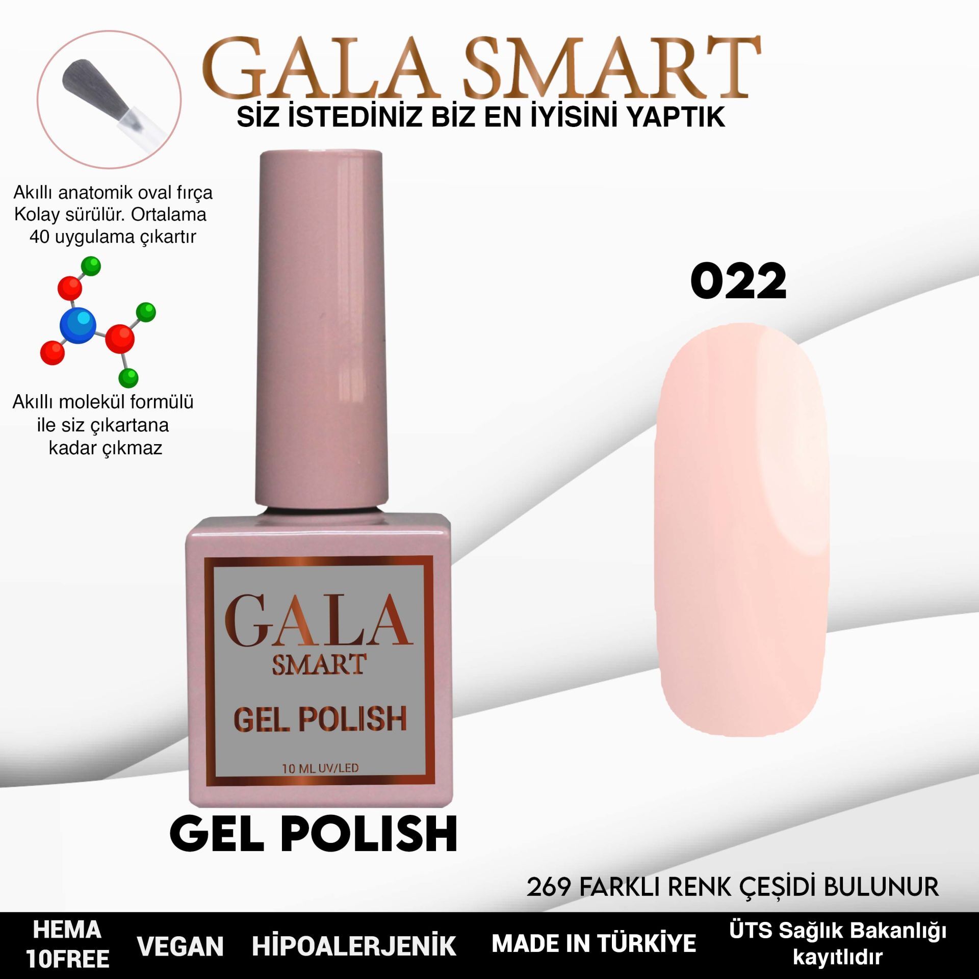 Gala smart classic kalıcı oje 10 mle no:022