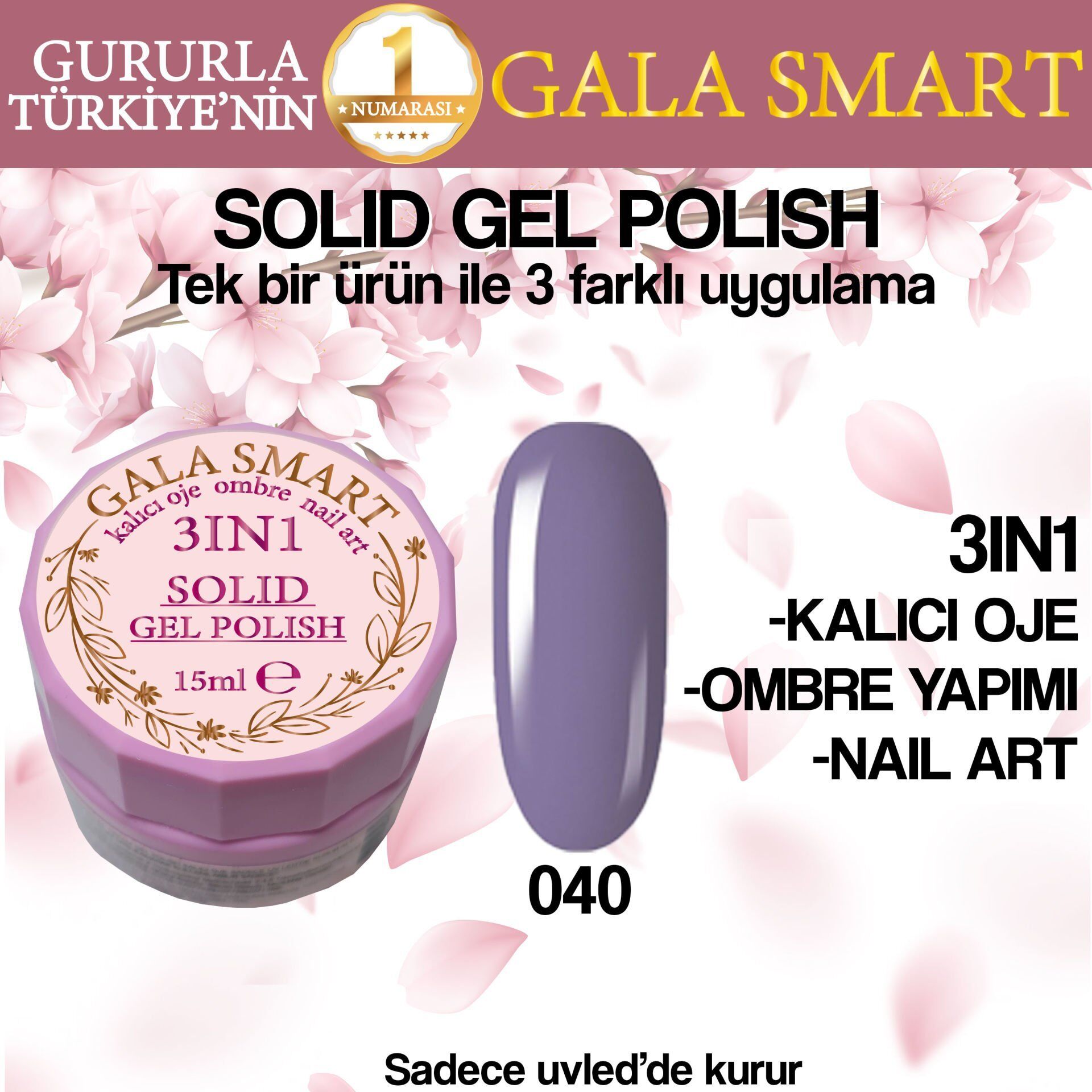 Gala solıd gel polısh 15 ml no 040