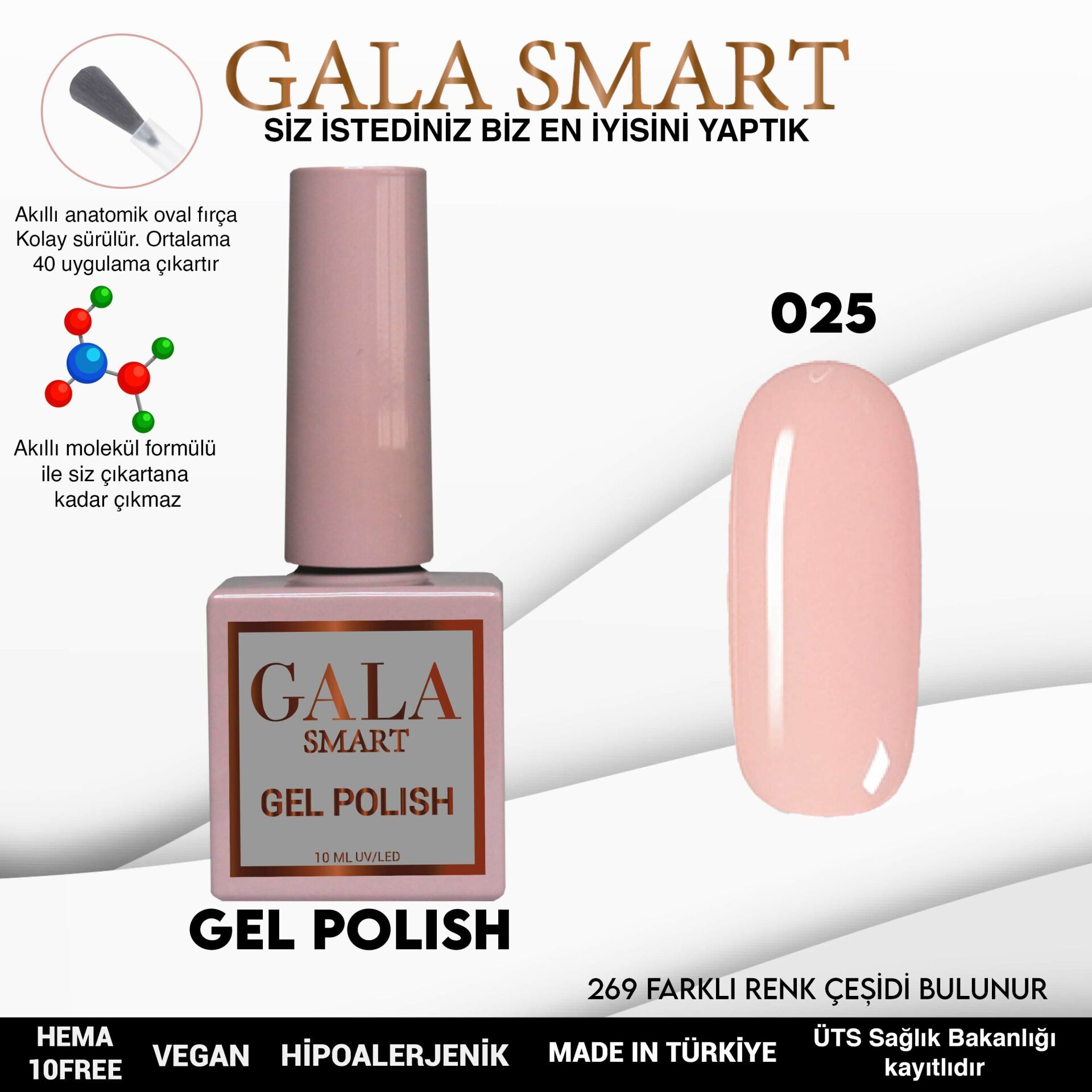 Gala smart classic kalıcı oje 10 mle no:025