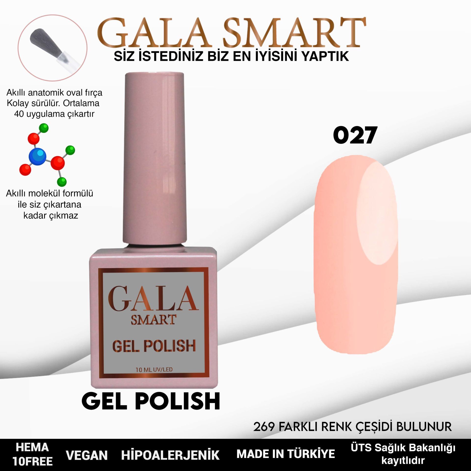 Gala smart classic kalıcı oje 10 mle no:027
