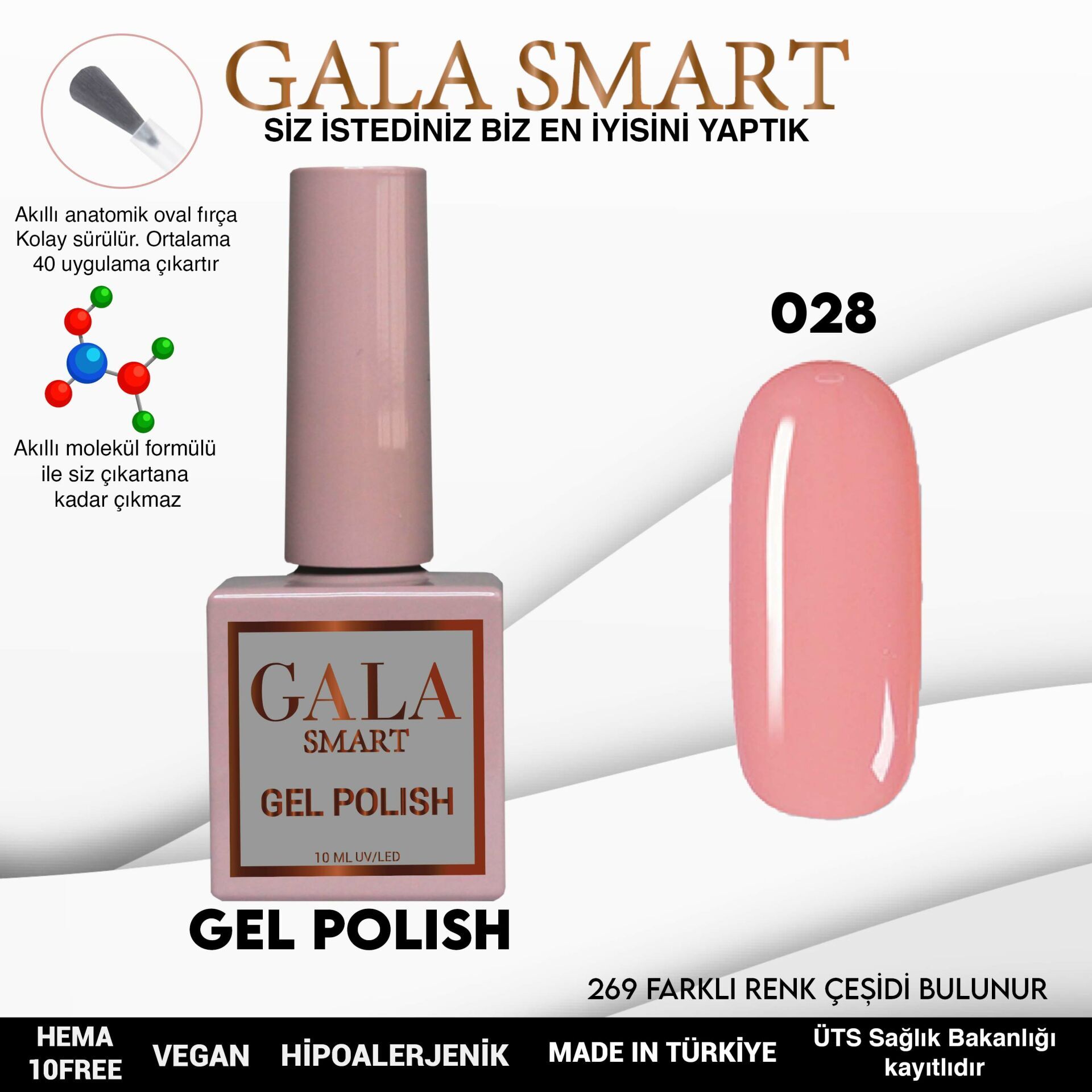 Gala smart classic kalıcı oje 10 mle no:028