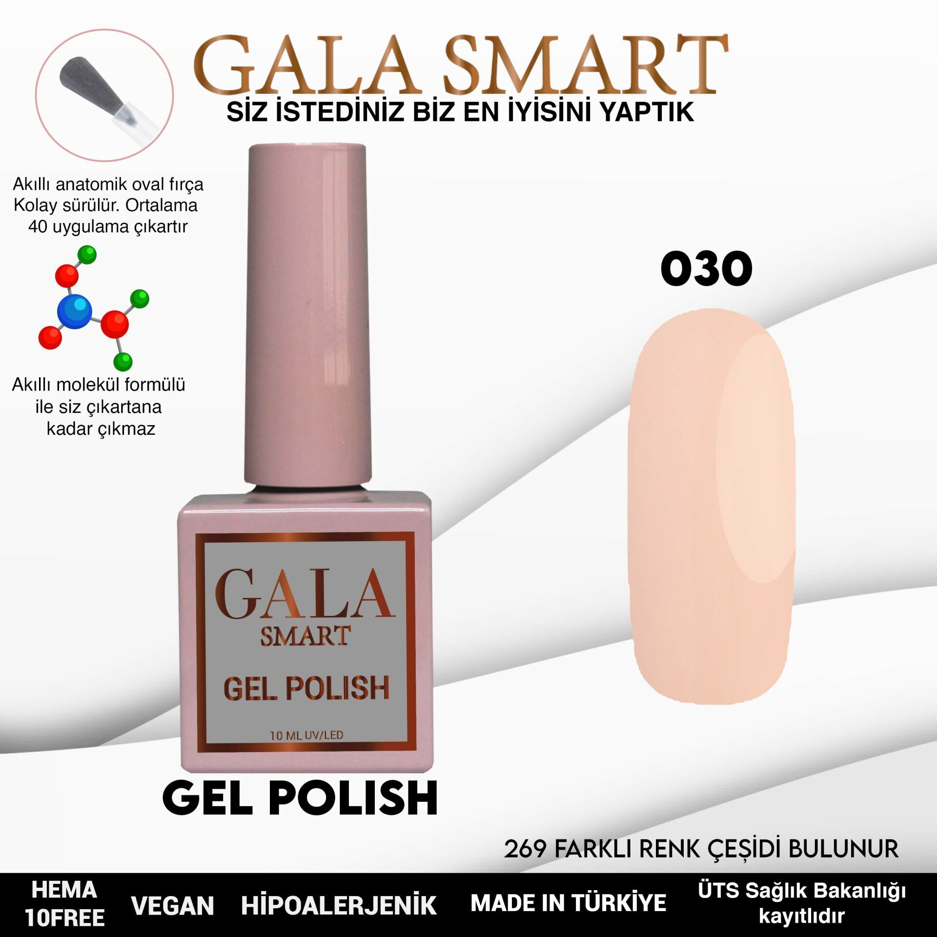 Gala smart classic kalıcı oje 10 mle no:030
