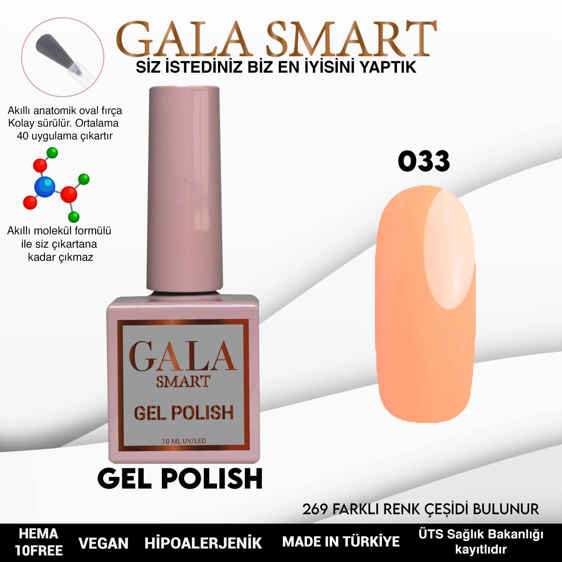 Gala smart classic kalıcı oje 10 mle no:033