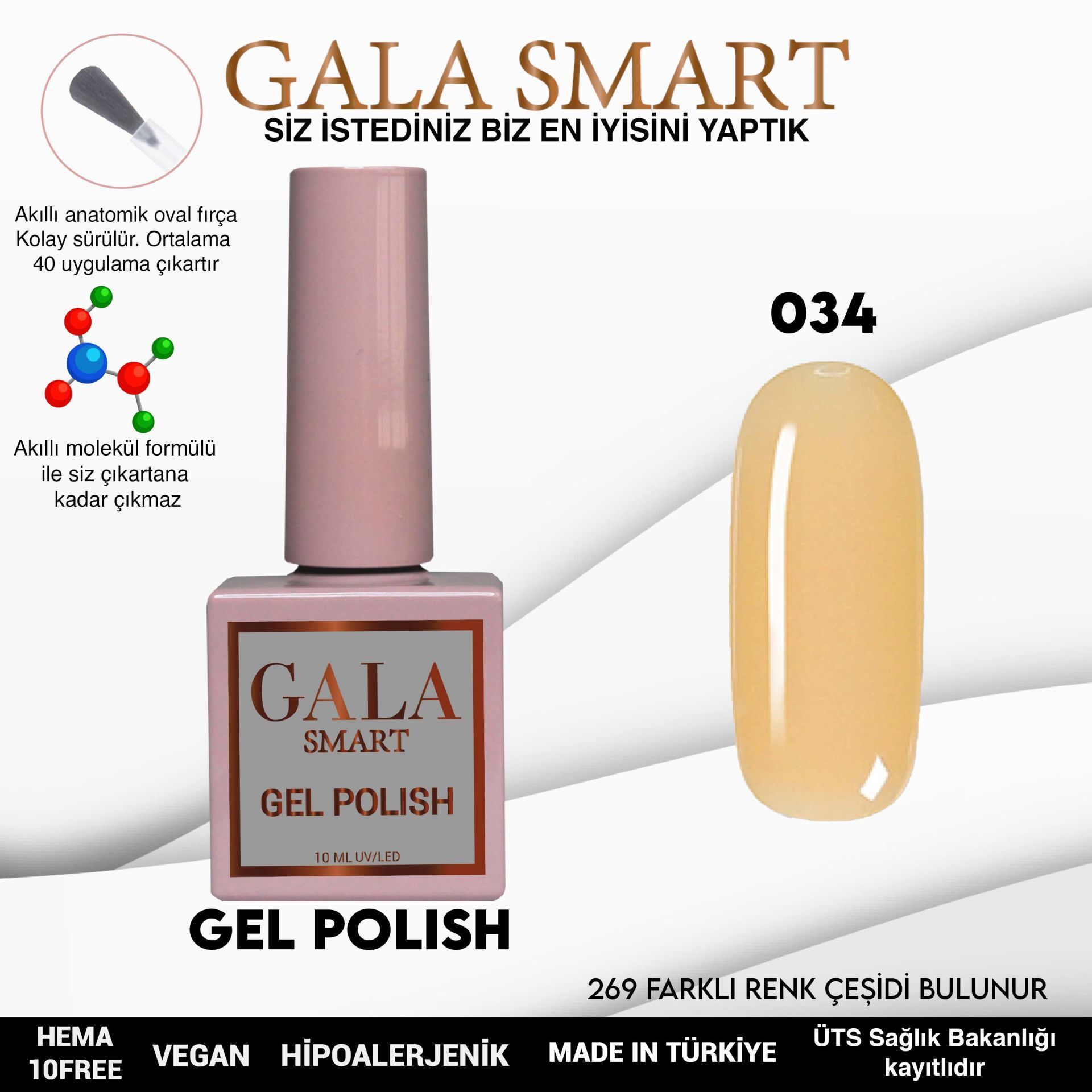 Gala smart classic kalıcı oje 10 mle no:034