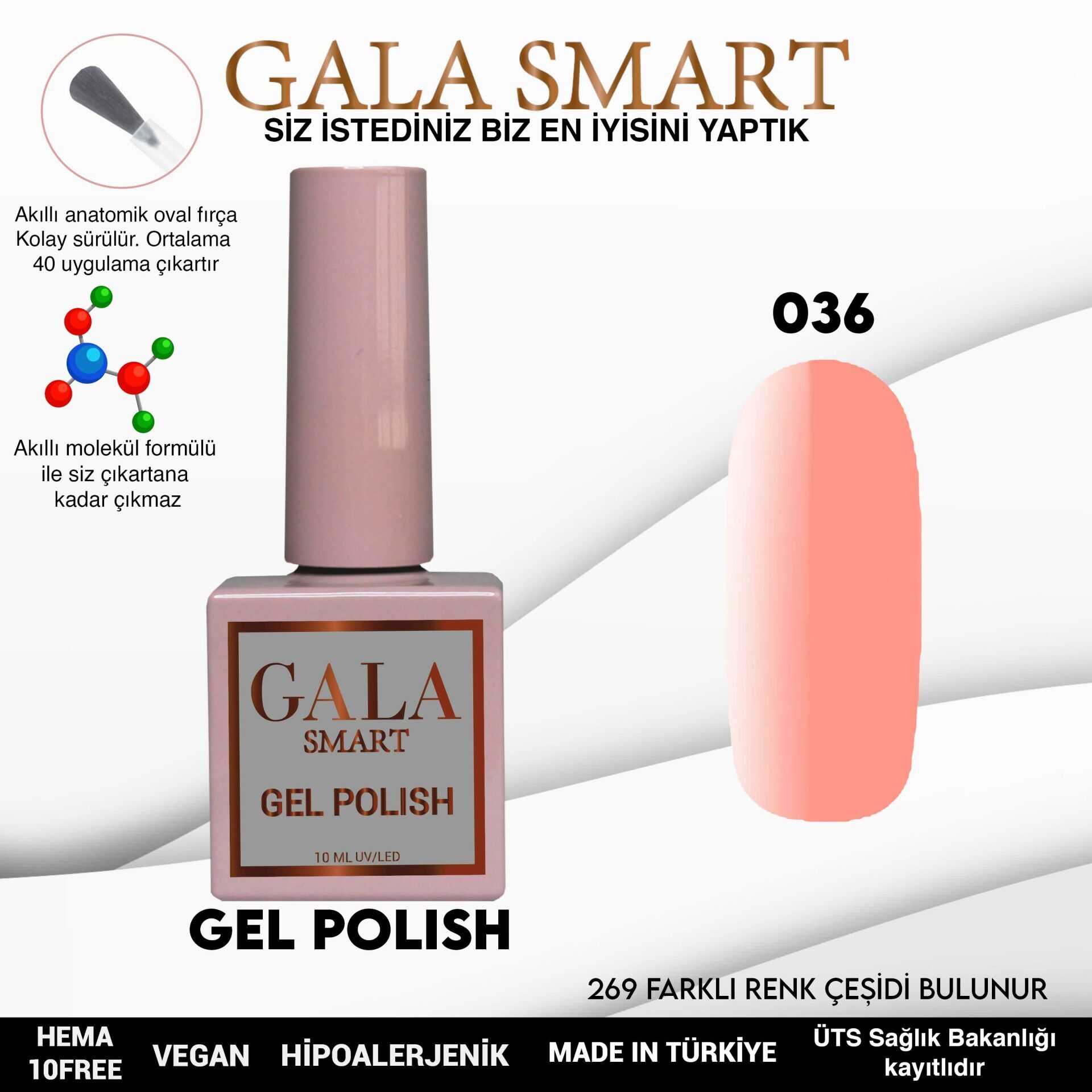 Gala smart classic kalıcı oje 10 mle no:036