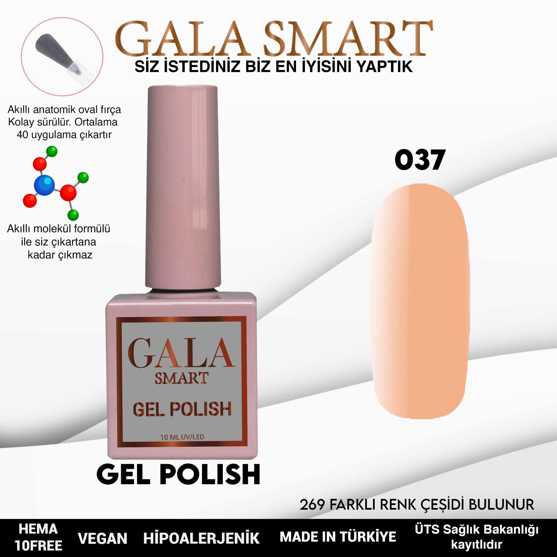 Gala smart classic kalıcı oje 10 mle no:037