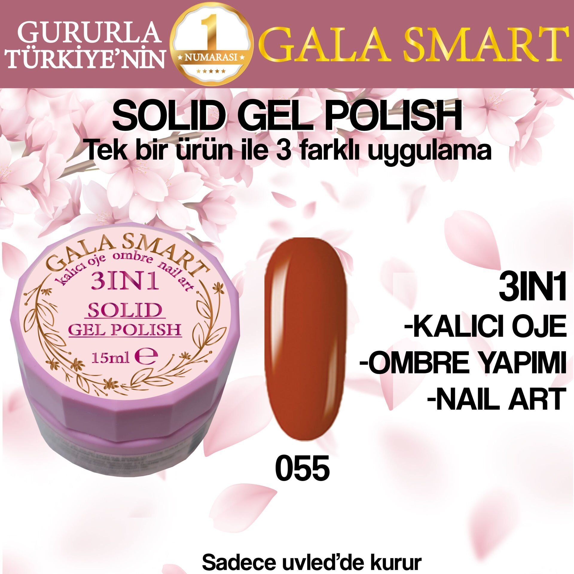 Gala solıd gel polısh 15 ml no 055