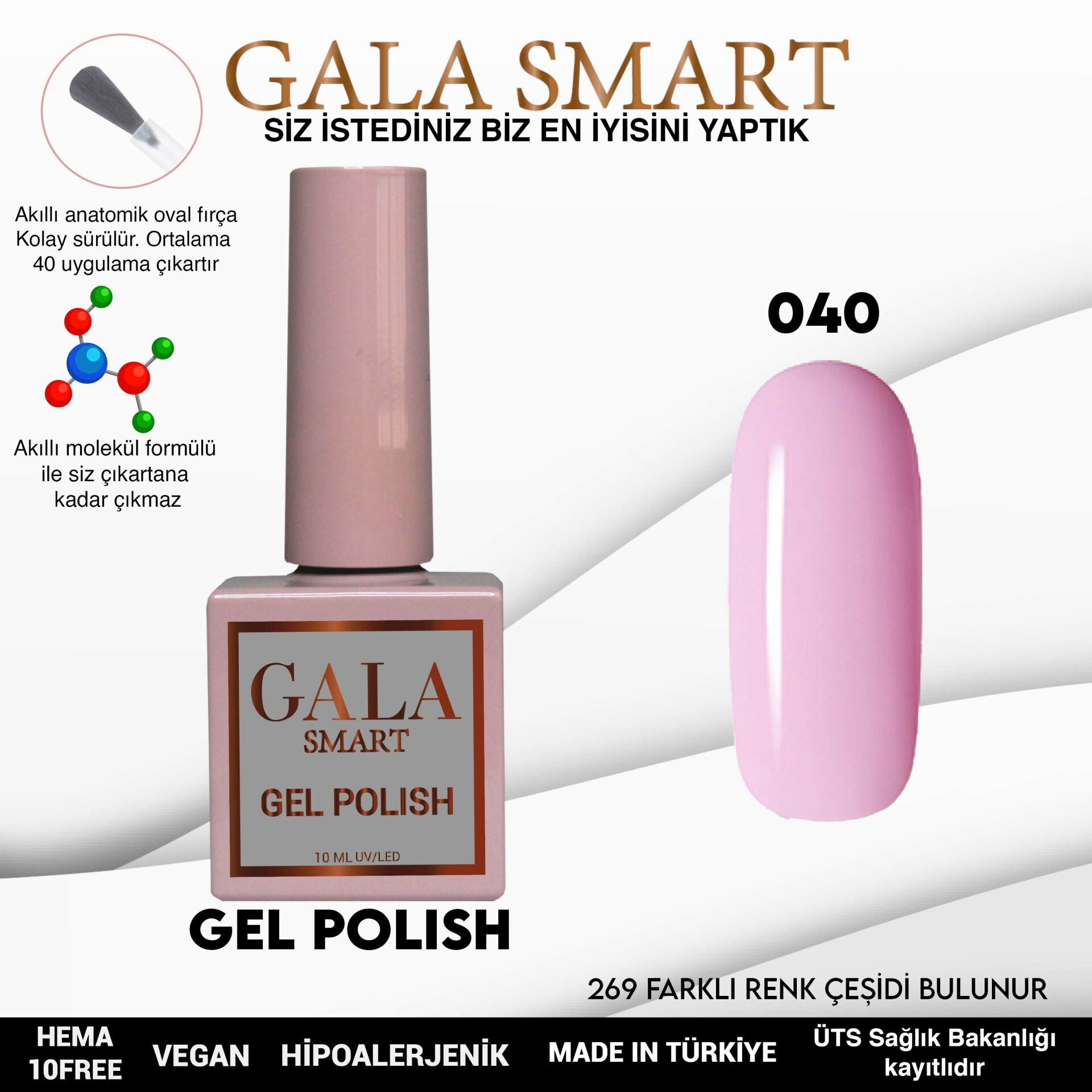 Gala smart classic kalıcı oje 10 mle no:040