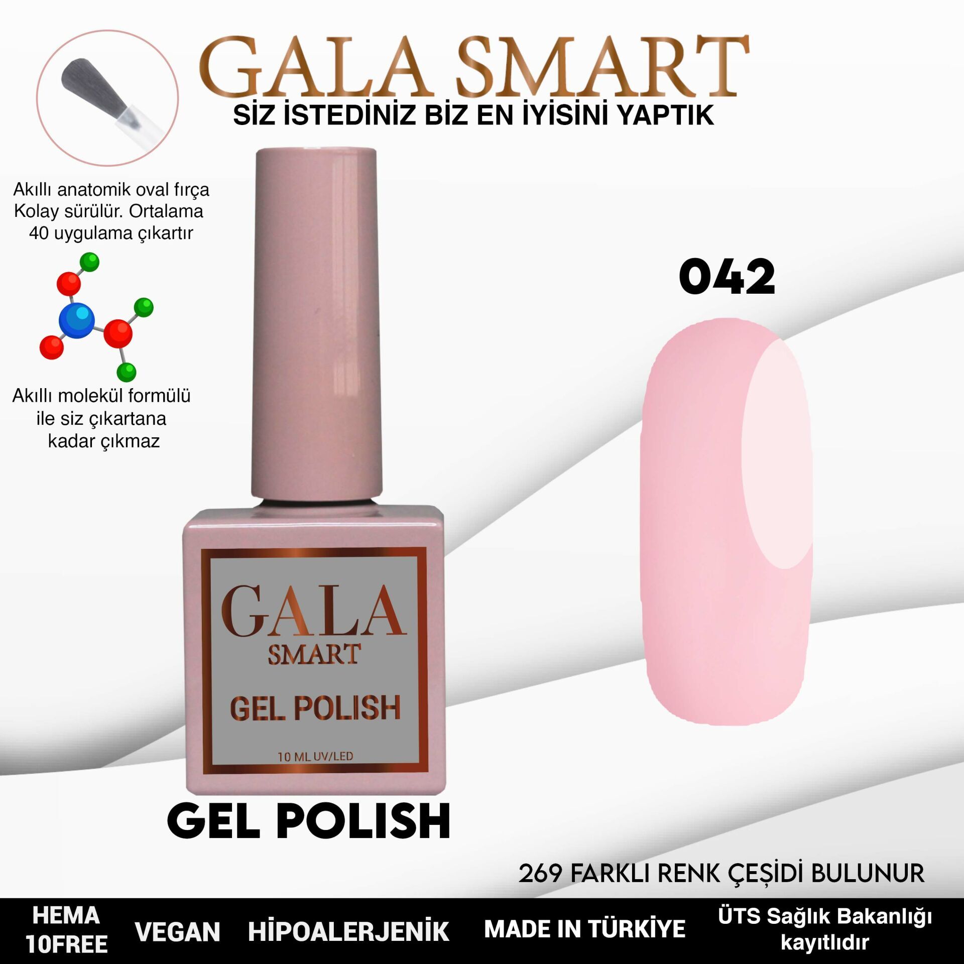 Gala smart classic kalıcı oje 10 mle no:042