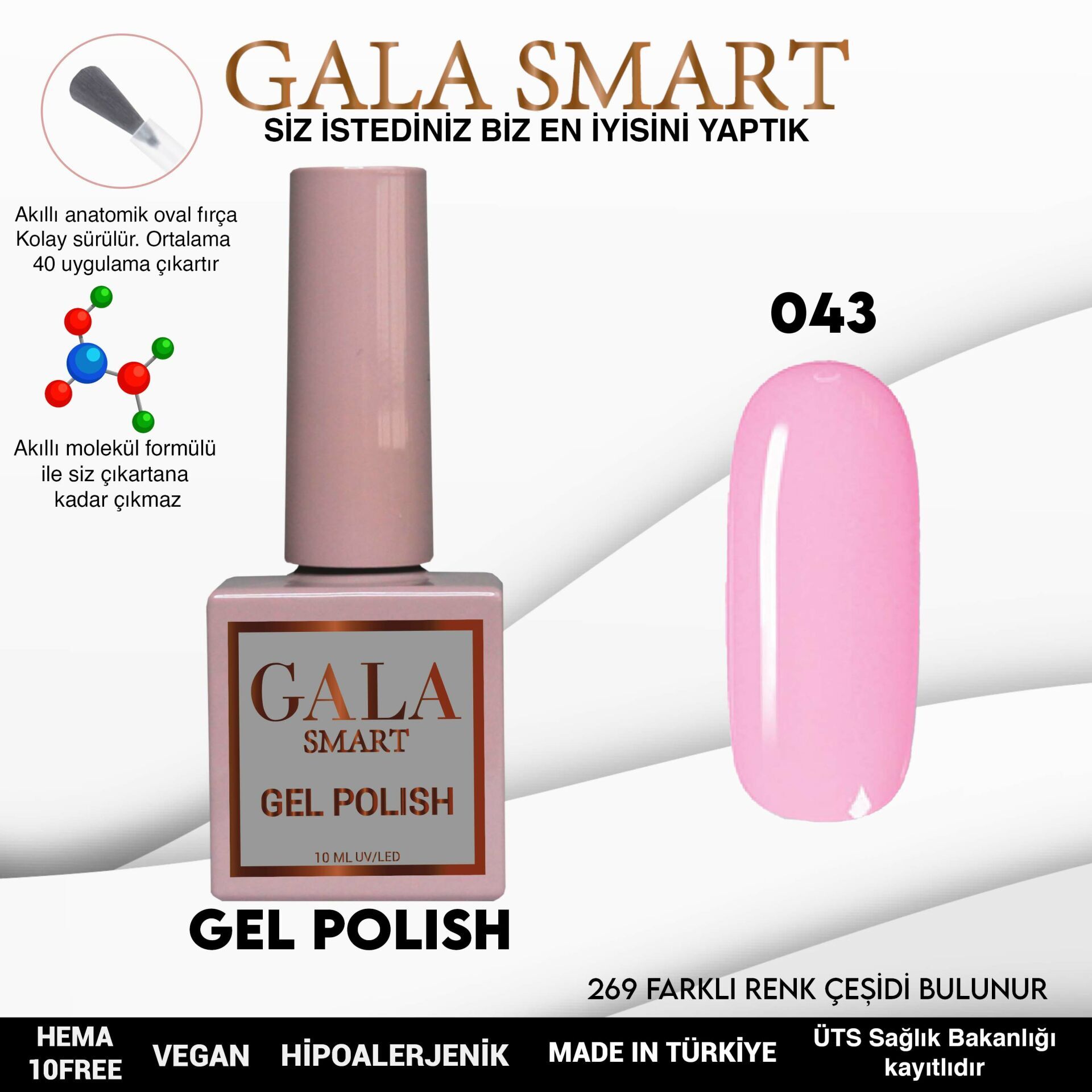 Gala smart classic kalıcı oje 10 mle no:043
