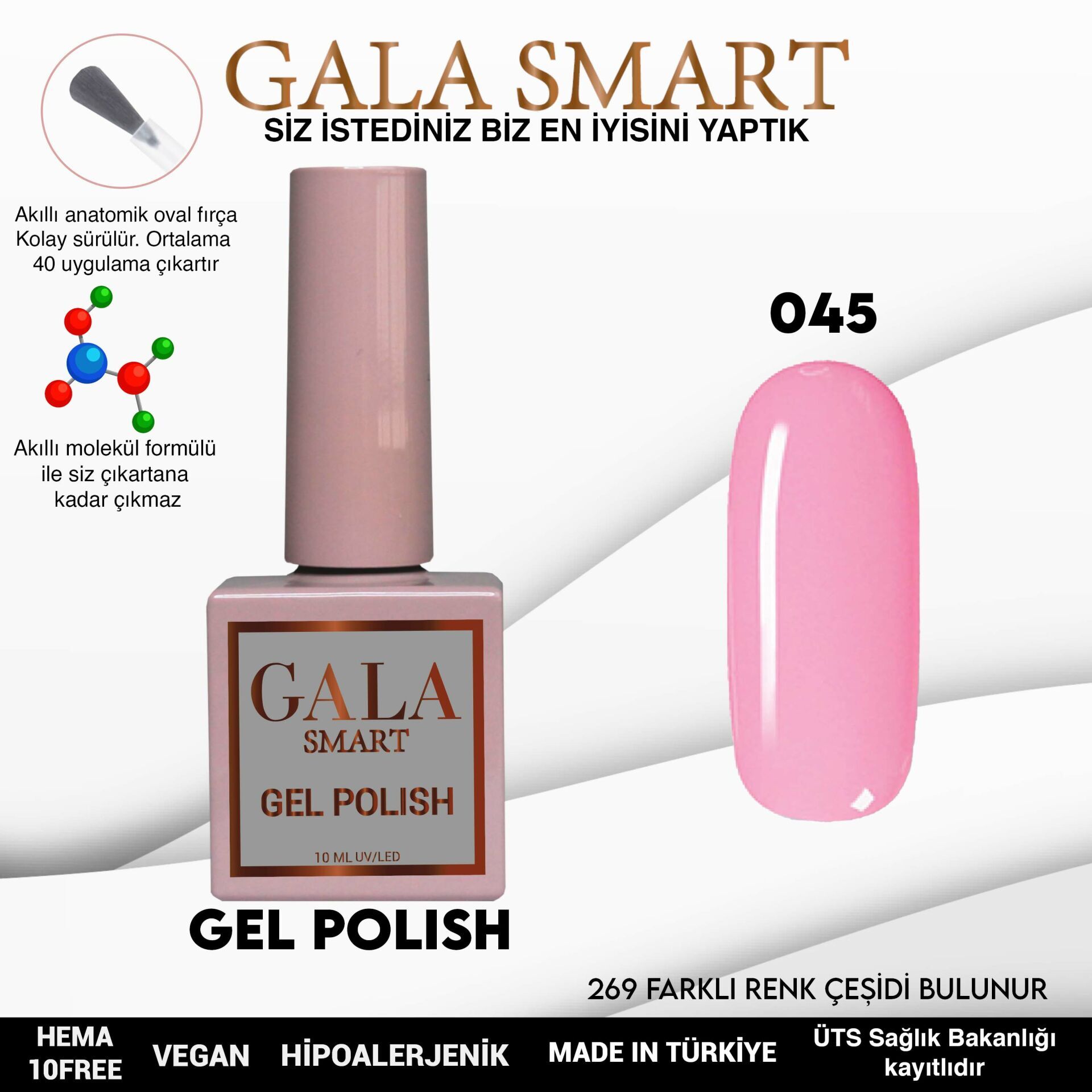 Gala smart classic kalıcı oje 10 mle no:045