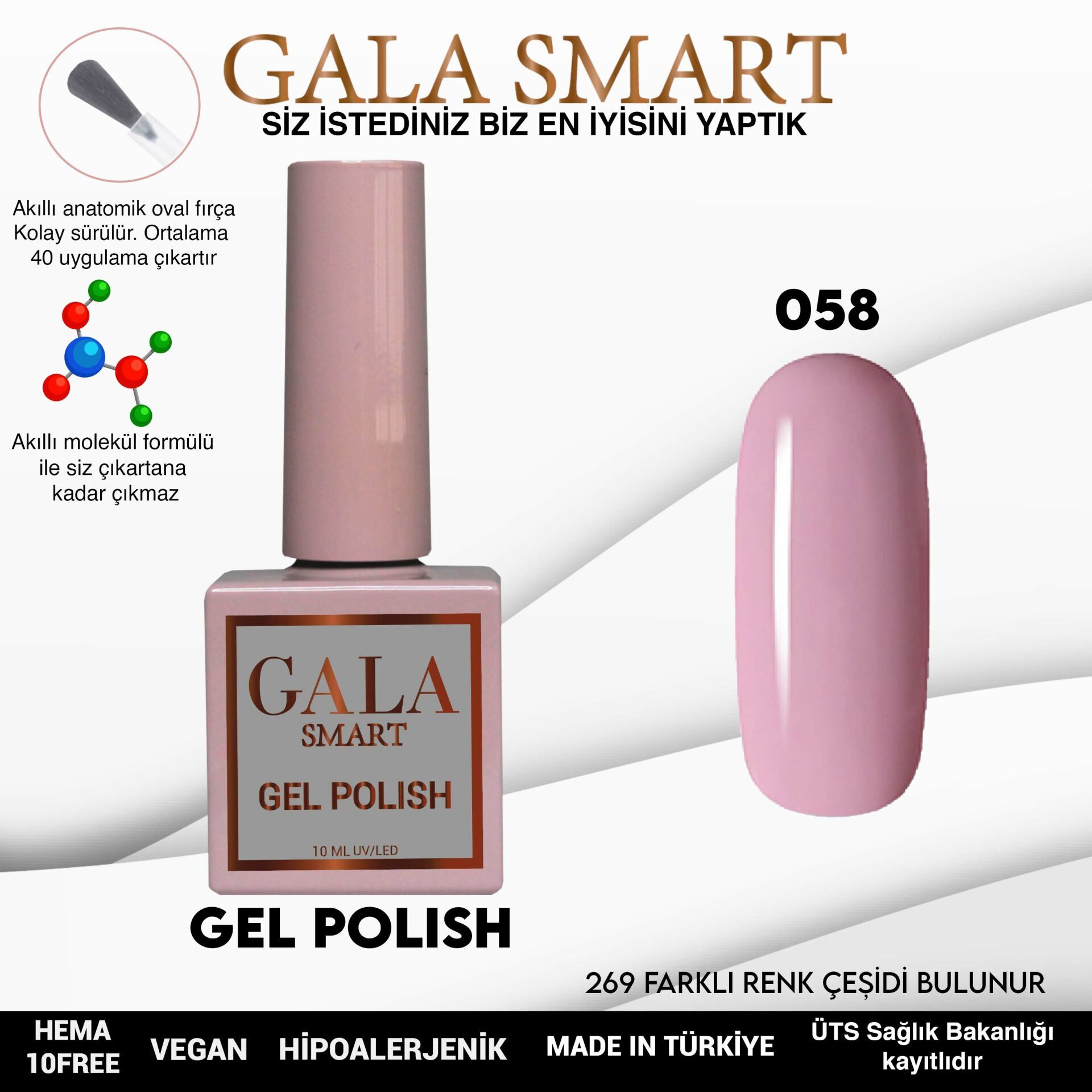 Gala smart classic kalıcı oje 10 mle no:058