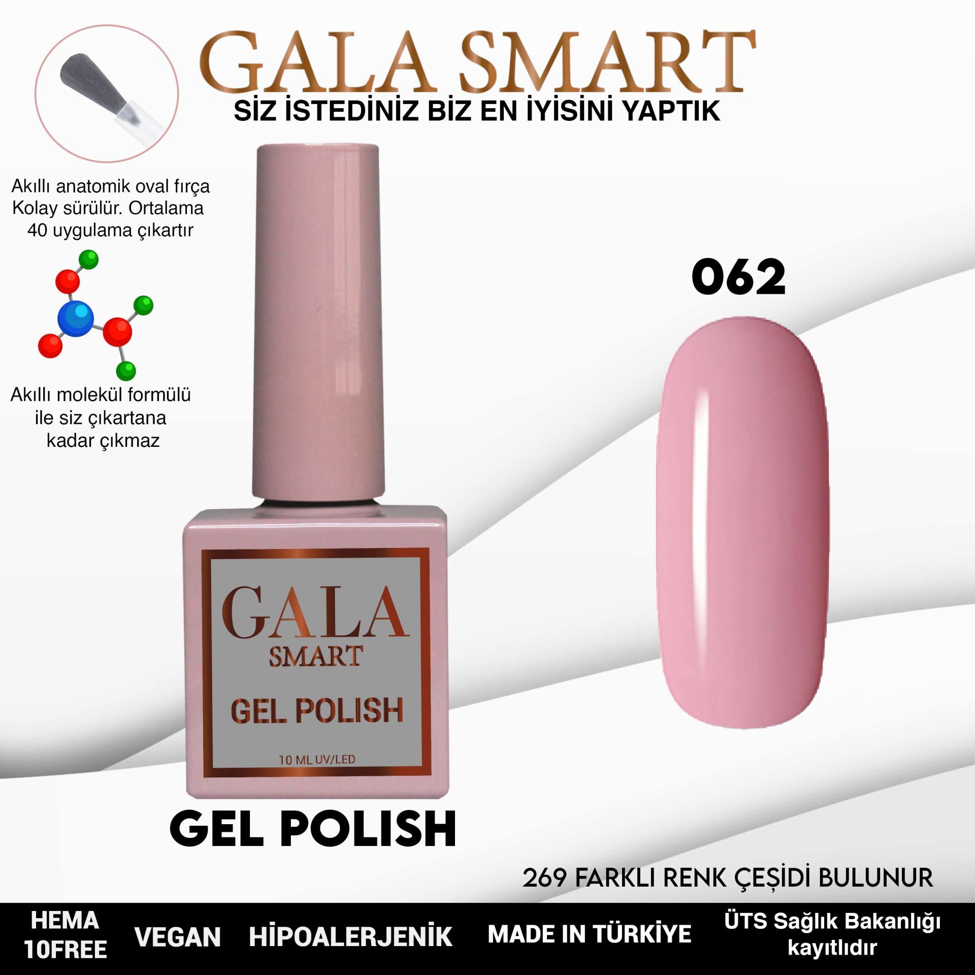 Gala smart classic kalıcı oje 10 mle no:062