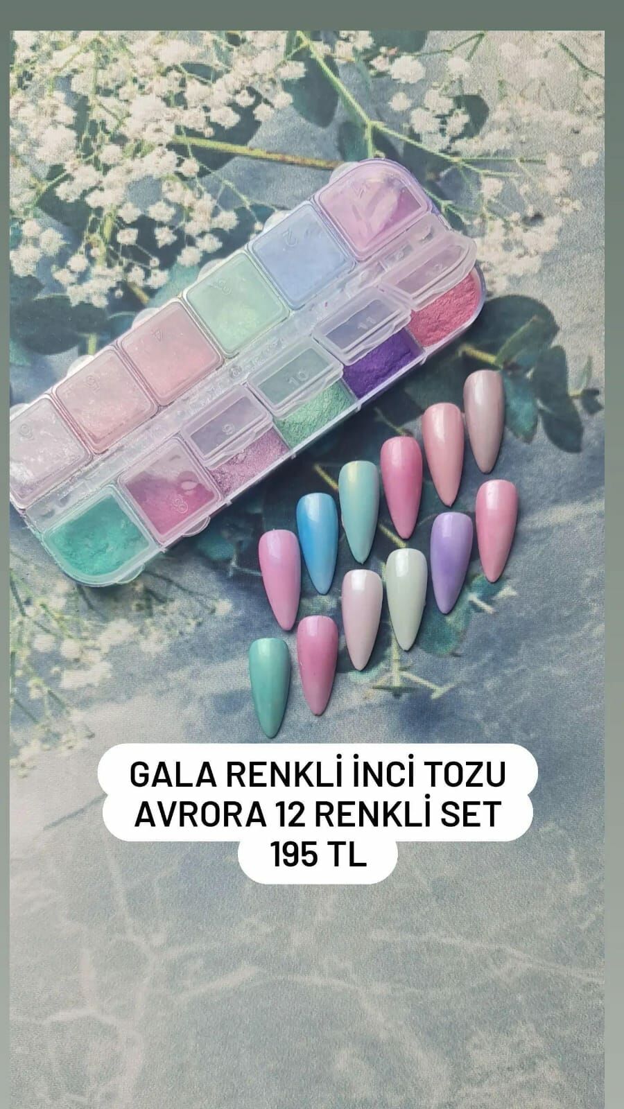 Gala renkli inci tozu avrora 12 li set