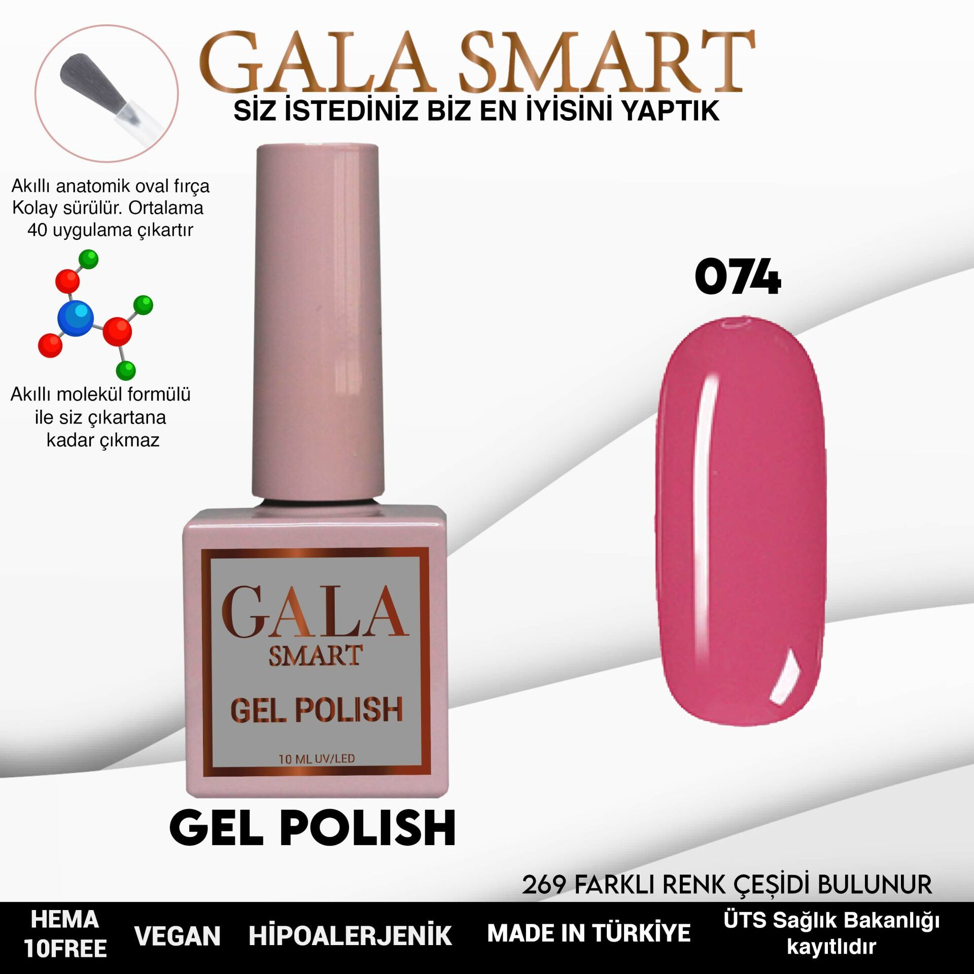 Gala smart classic kalıcı oje 10 mle no:074