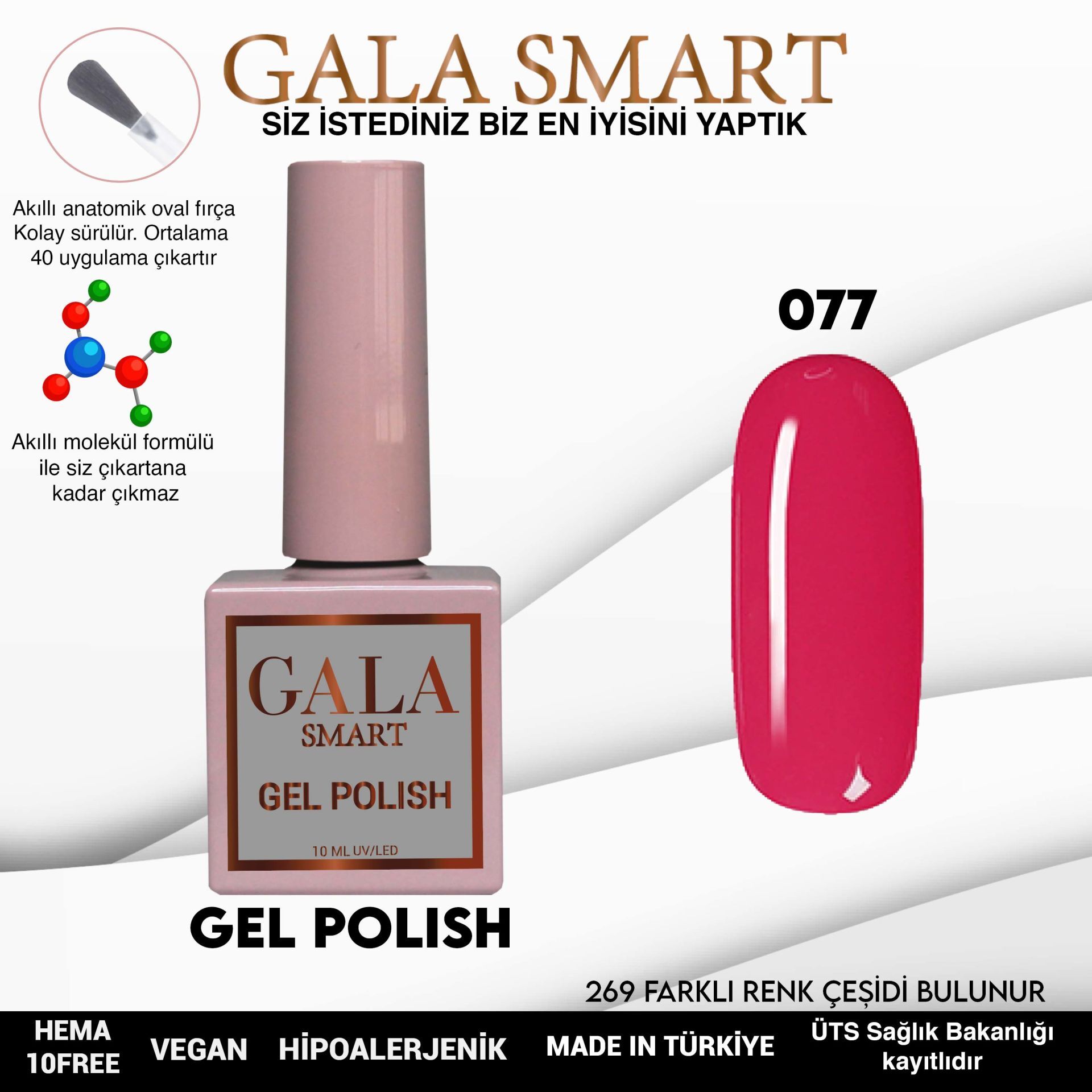Gala smart classic kalıcı oje 10 mle no:077