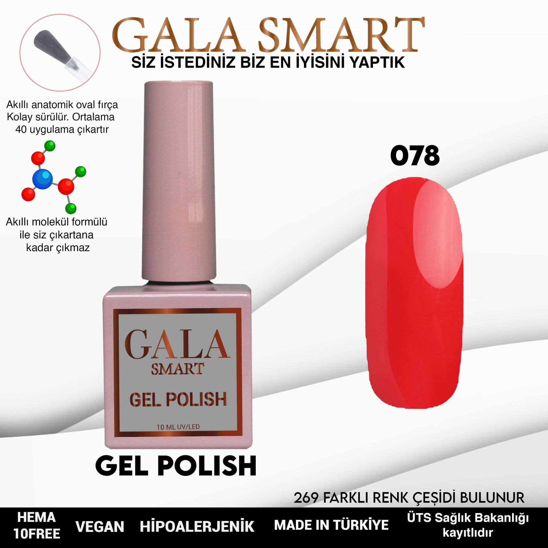 Gala smart classic kalıcı oje 10 mle no:078