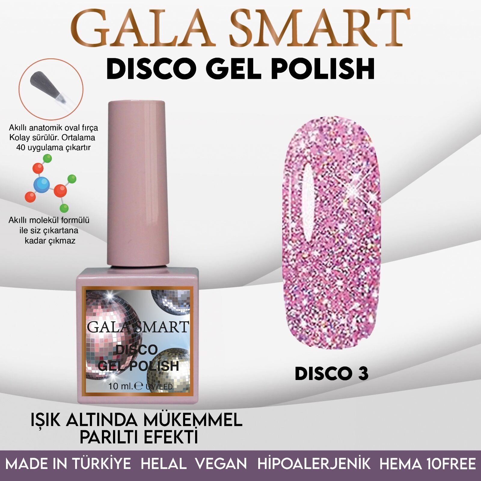 Gala smart disco kalıcı oje 10 ml no:03