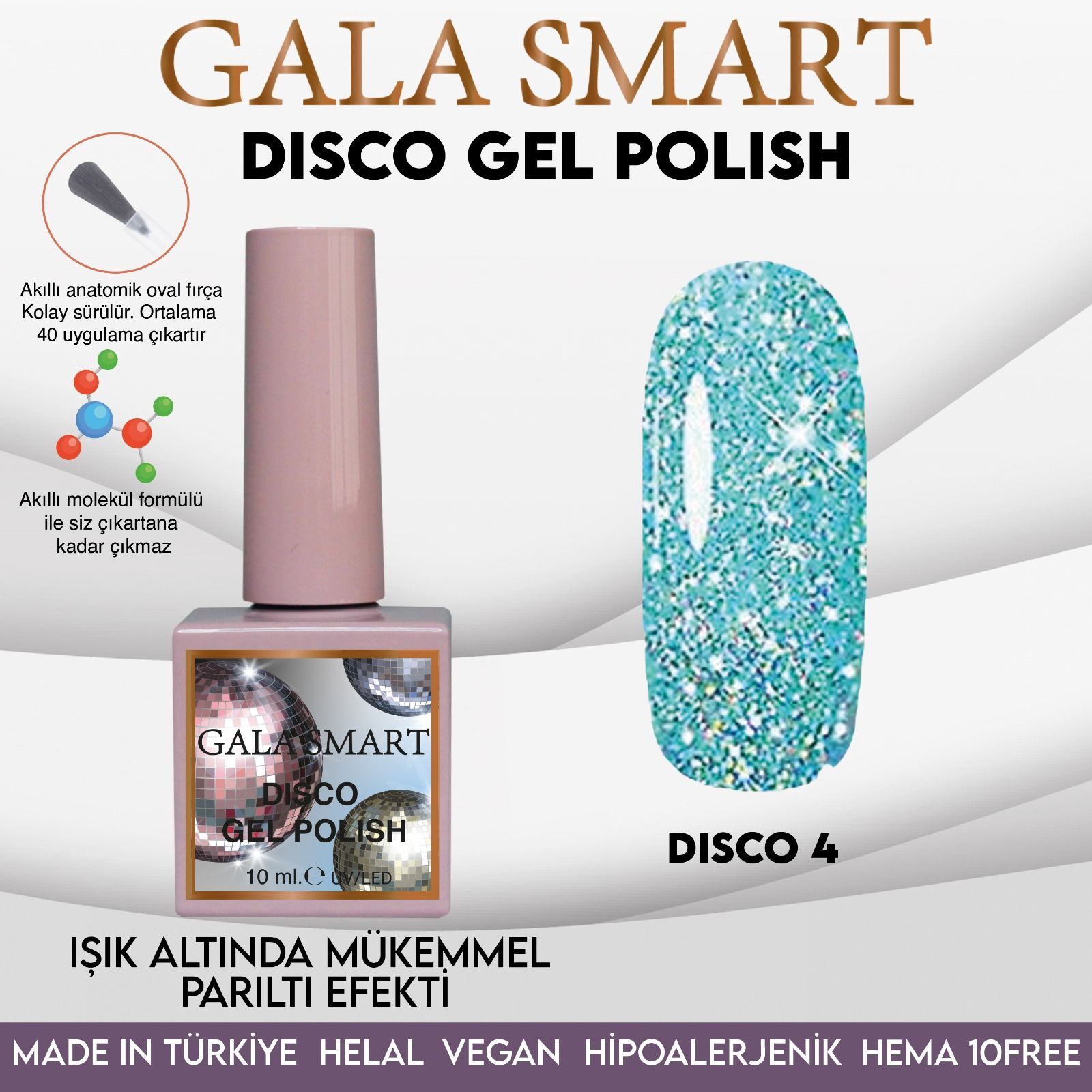 Gala smart disco kalıcı oje 10 ml no:04
